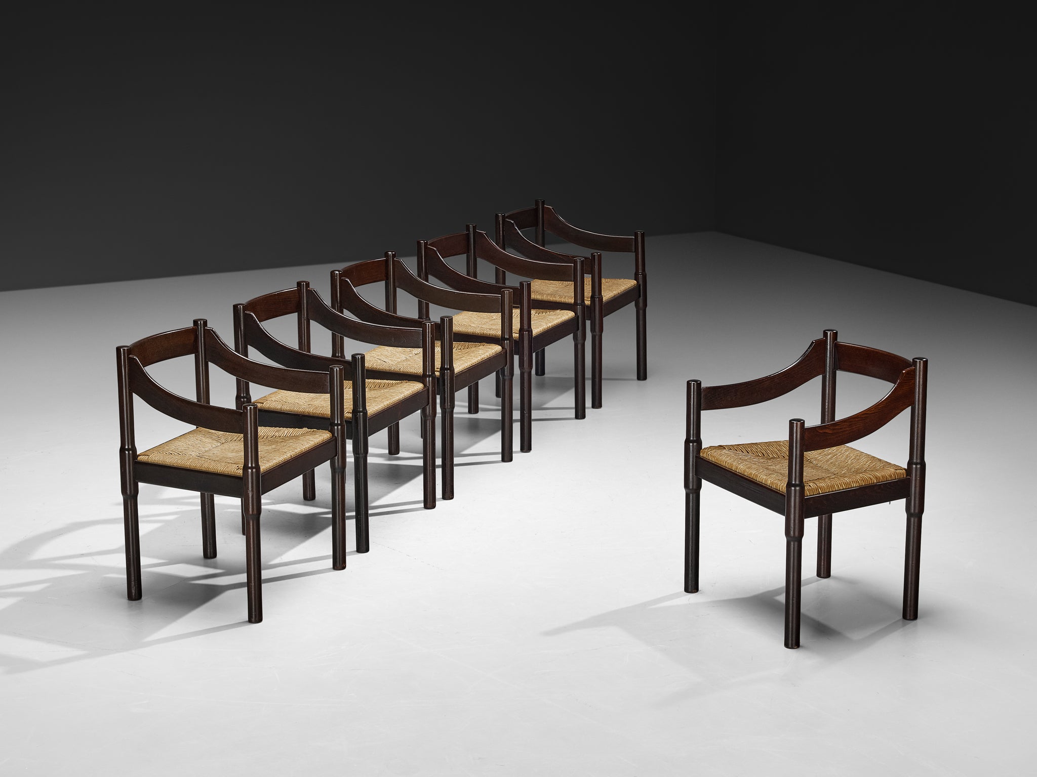 Vico Magistretti 'Carimate' Dining Chairs with Rush Seats Seating Morentz