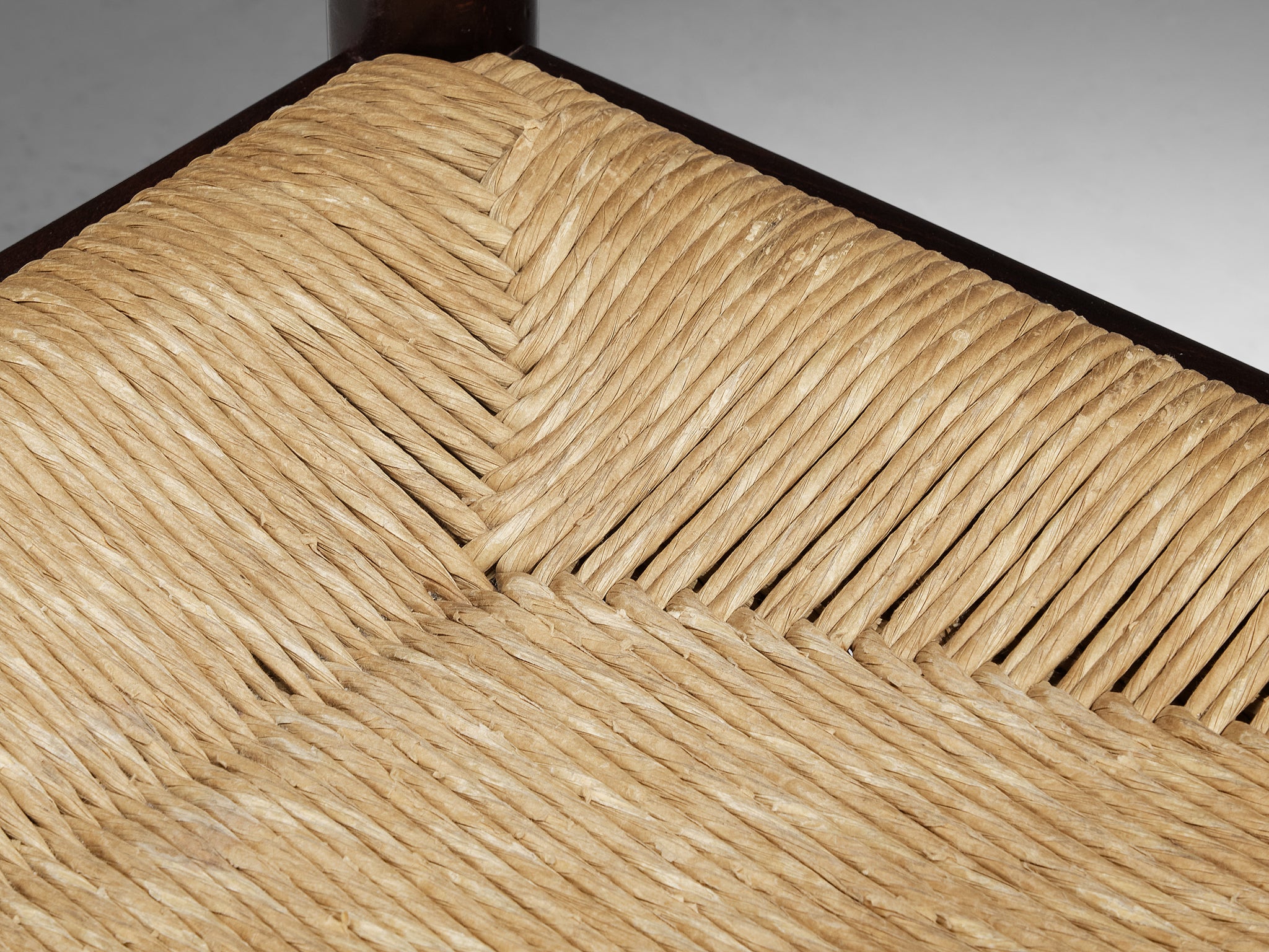 Vico Magistretti 'Carimate' Dining Chair in Stained Wood with Rush Seat Seating Morentz