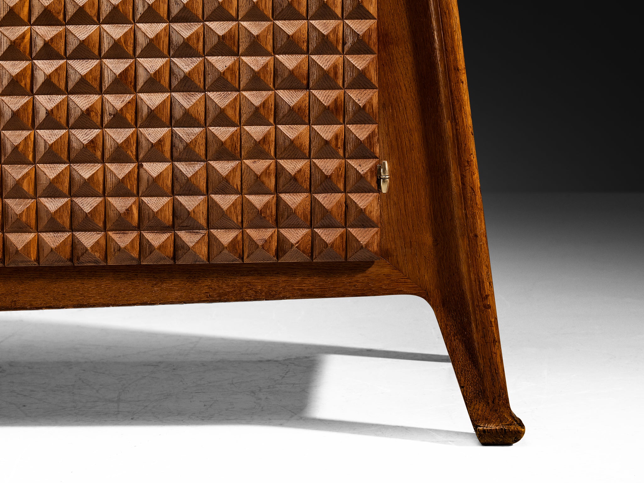 Ernesto Valabrega Sideboard in Stained Oak and Brass Case pieces and storage cabinets Morentz