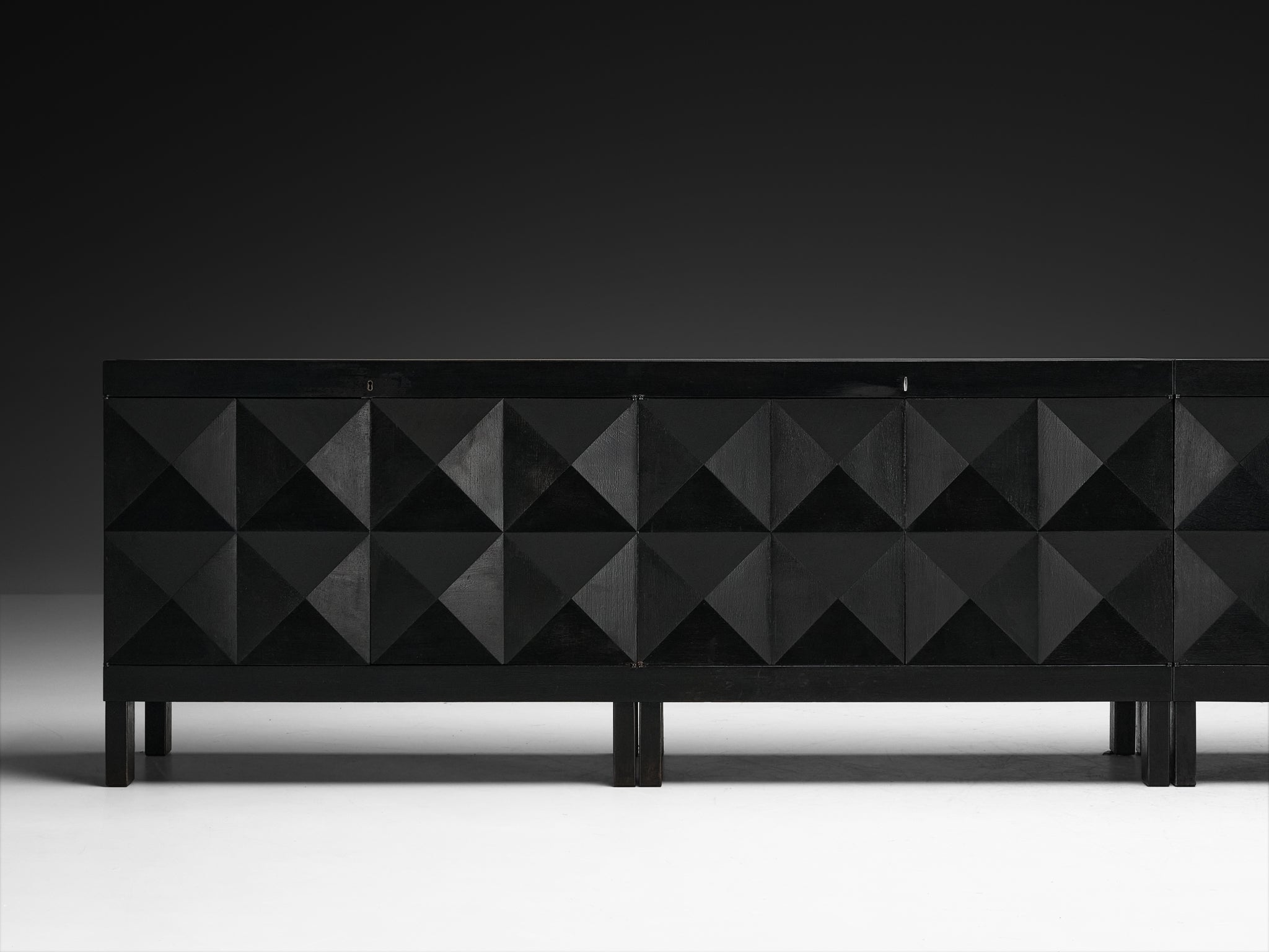Large Belgian Sideboards in Black Lacquered Oak with Graphical Doors Case pieces and storage cabinets Morentz