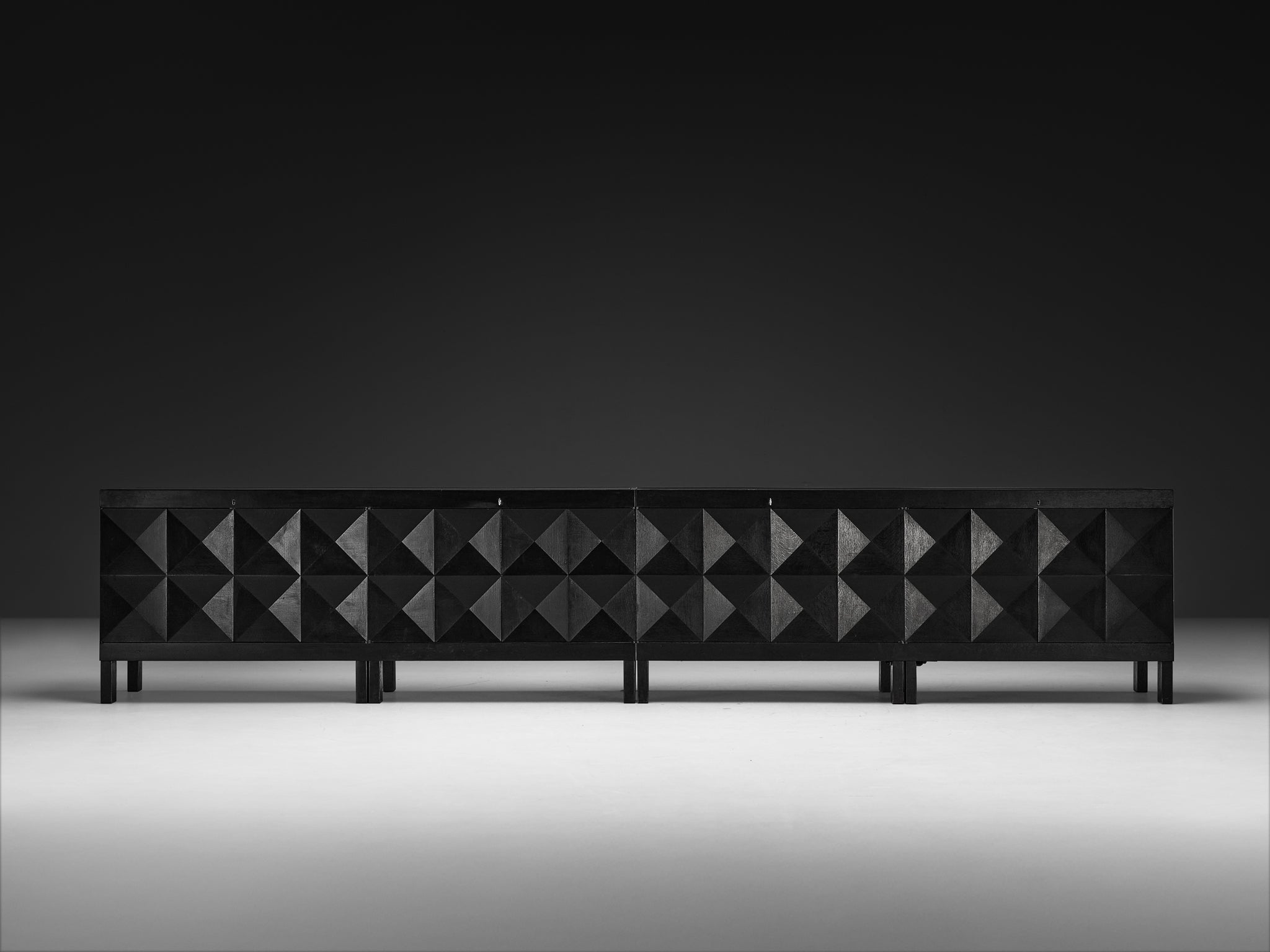 Large Belgian Sideboards in Black Lacquered Oak with Graphical Doors Case pieces and storage cabinets Morentz