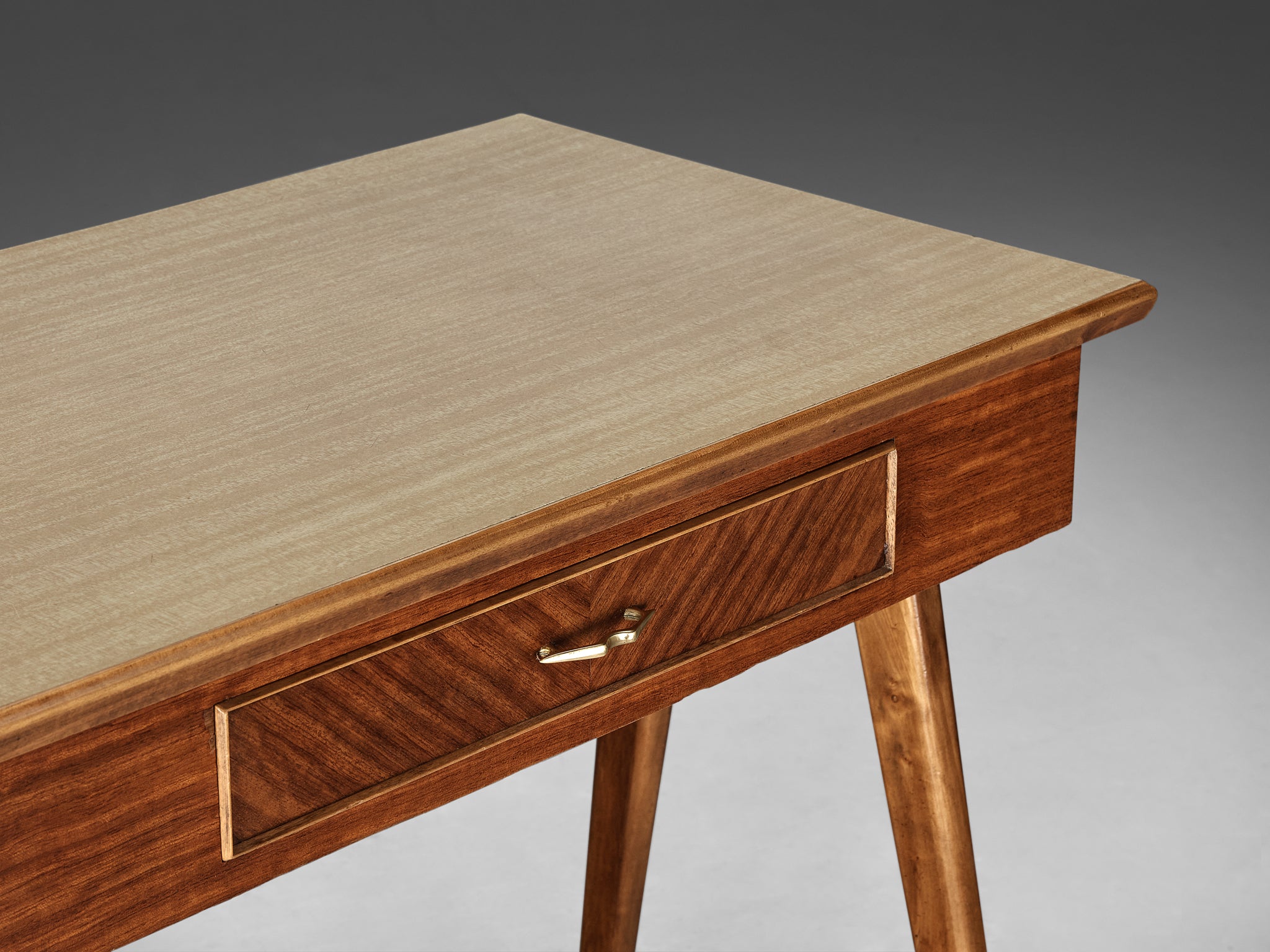 Elegant Italian Small Desk in Walnut and Mahogany