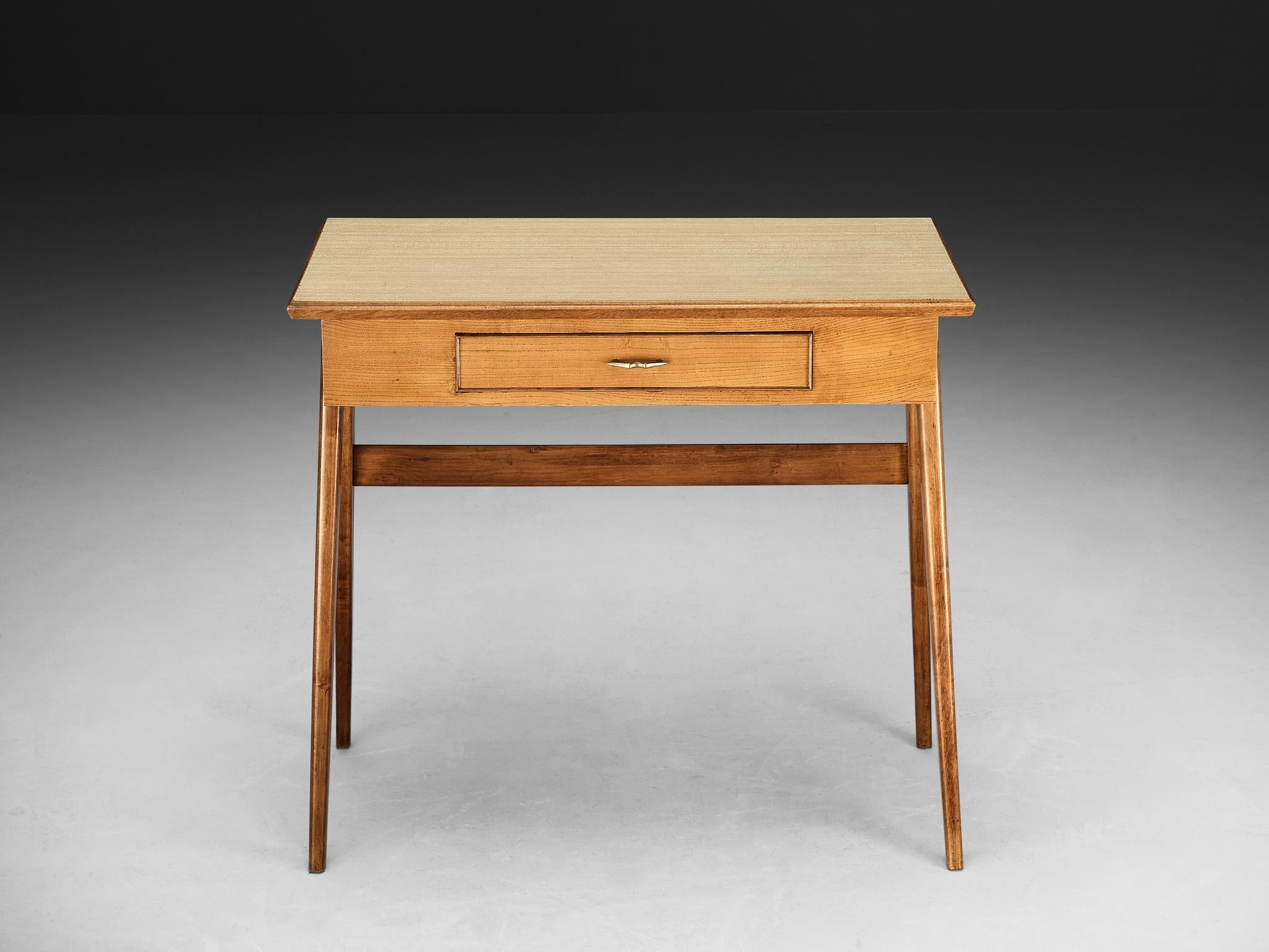 1950s Elegant Italian Small Desk in Ash and Walnut tables Morentz