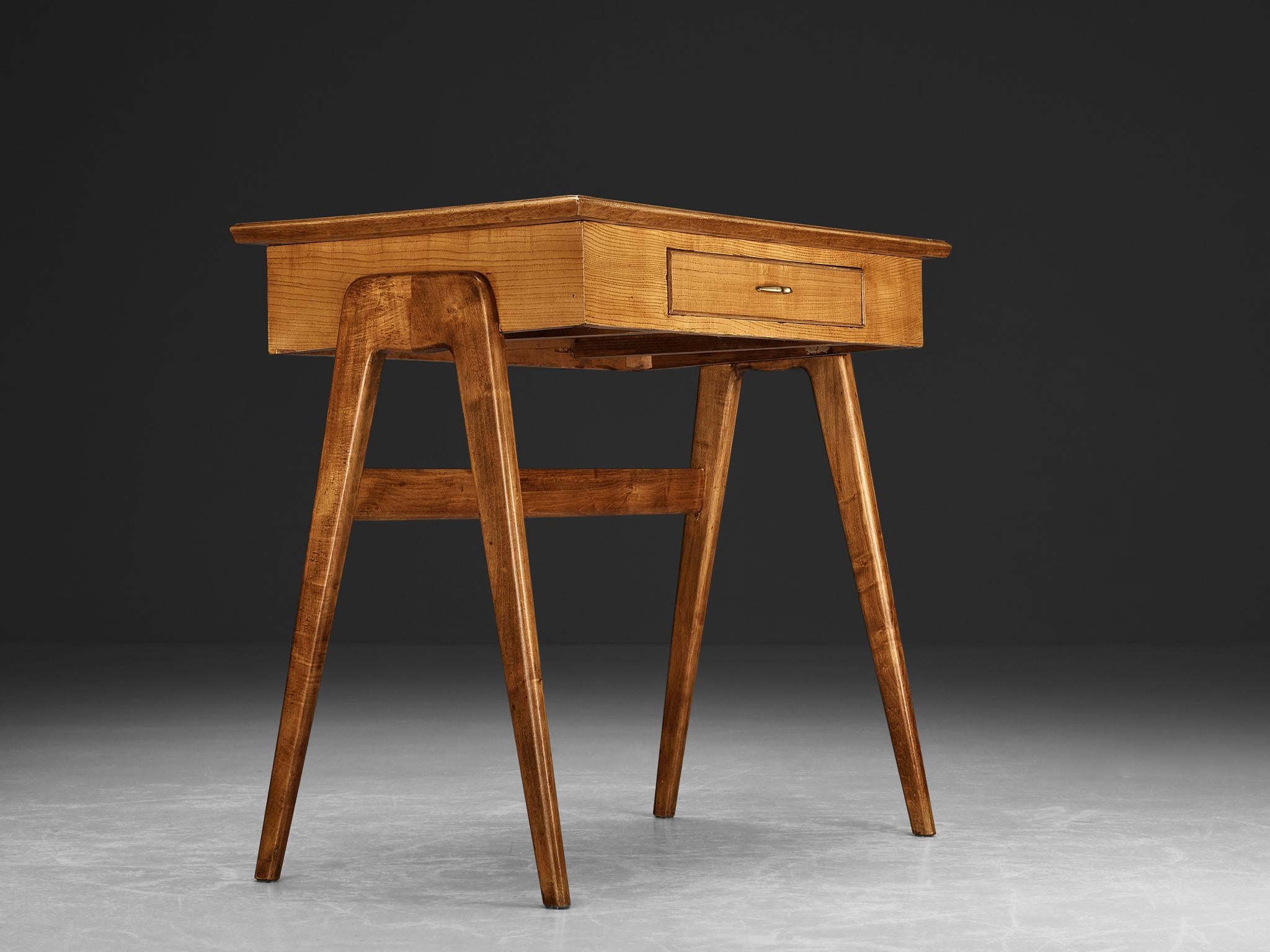 1950s Elegant Italian Small Desk in Ash and Walnut tables Morentz