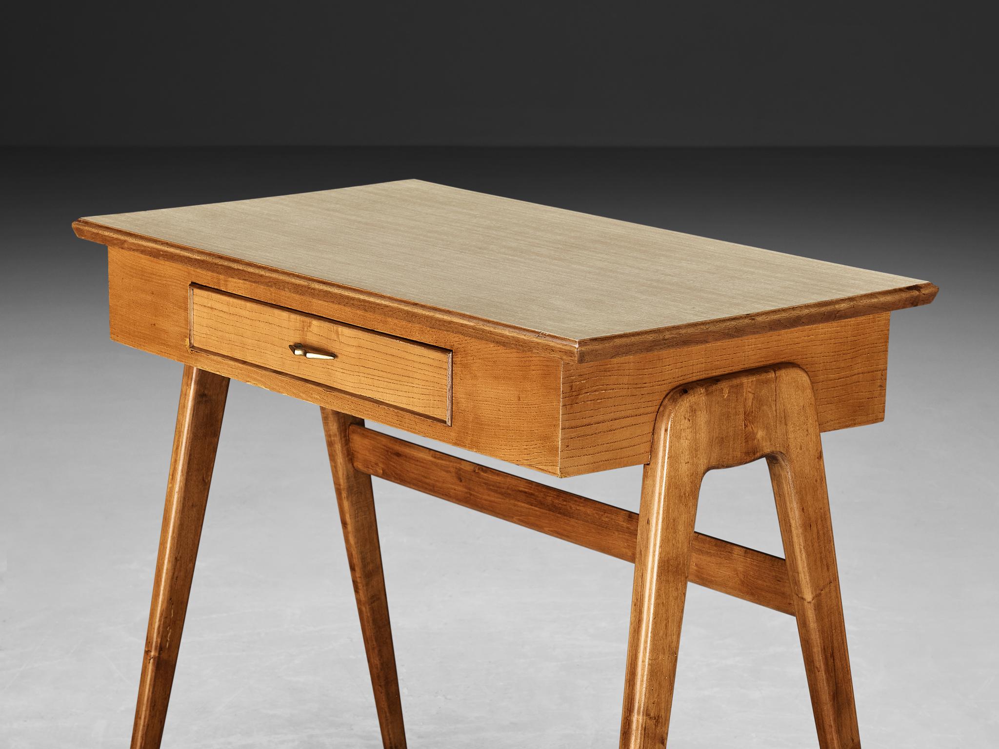 1950s Elegant Italian Small Desk in Ash and Walnut tables Morentz