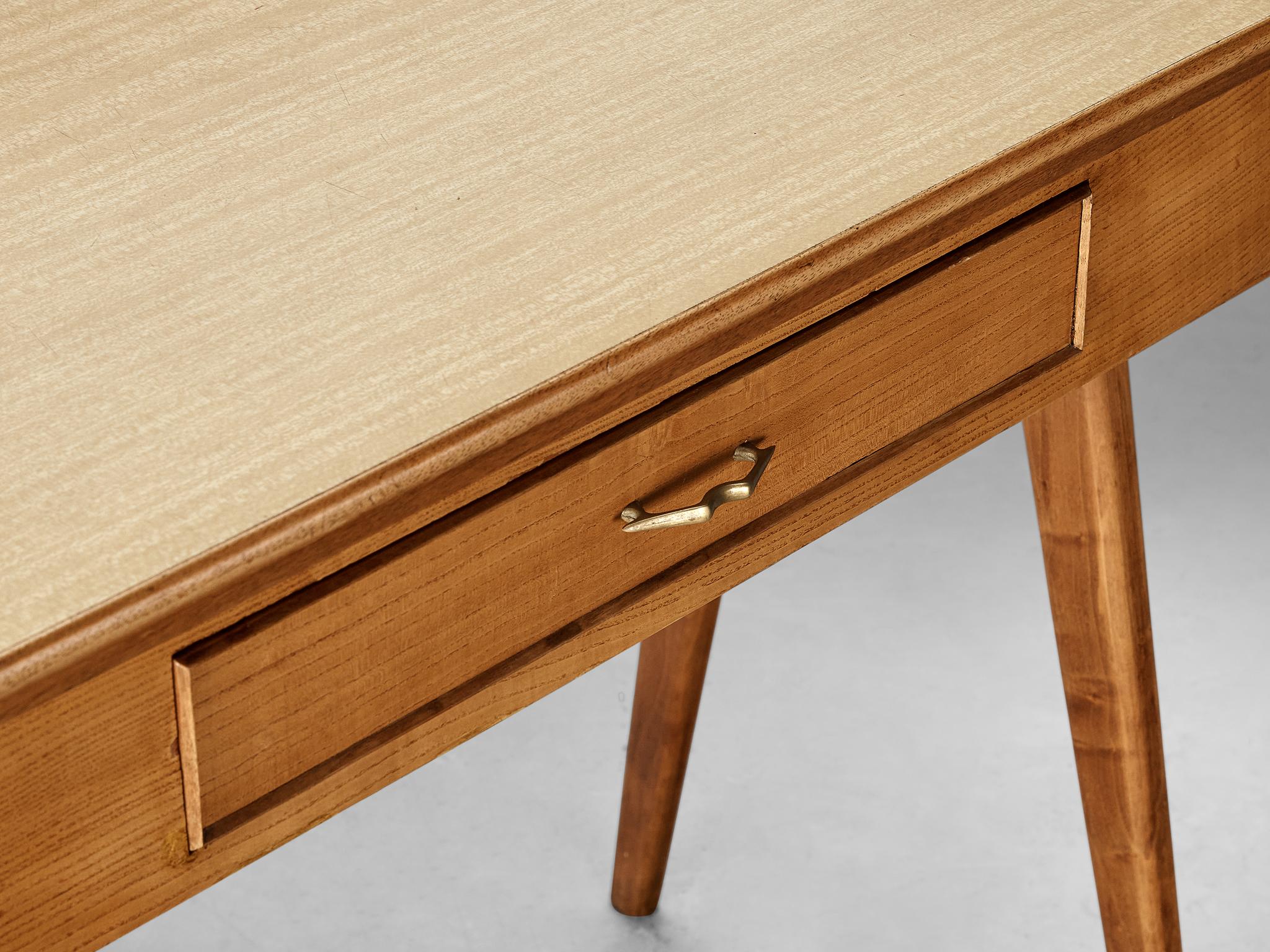 1950s Elegant Italian Small Desk in Ash and Walnut tables Morentz