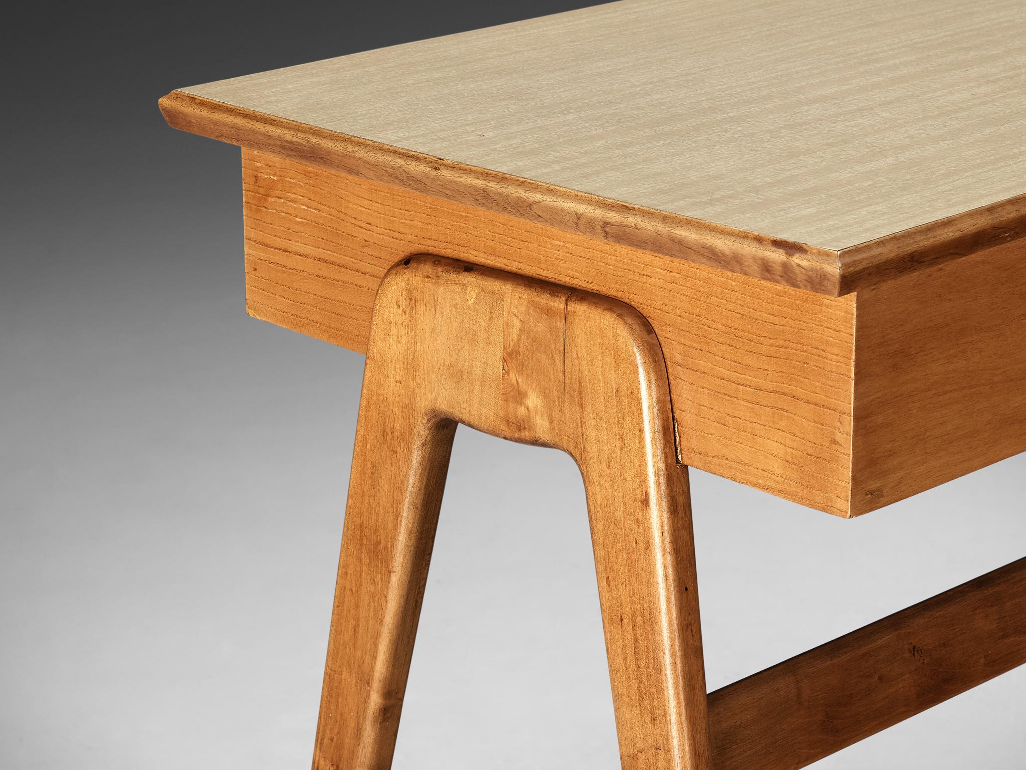 1950s Elegant Italian Small Desk in Ash and Walnut tables Morentz