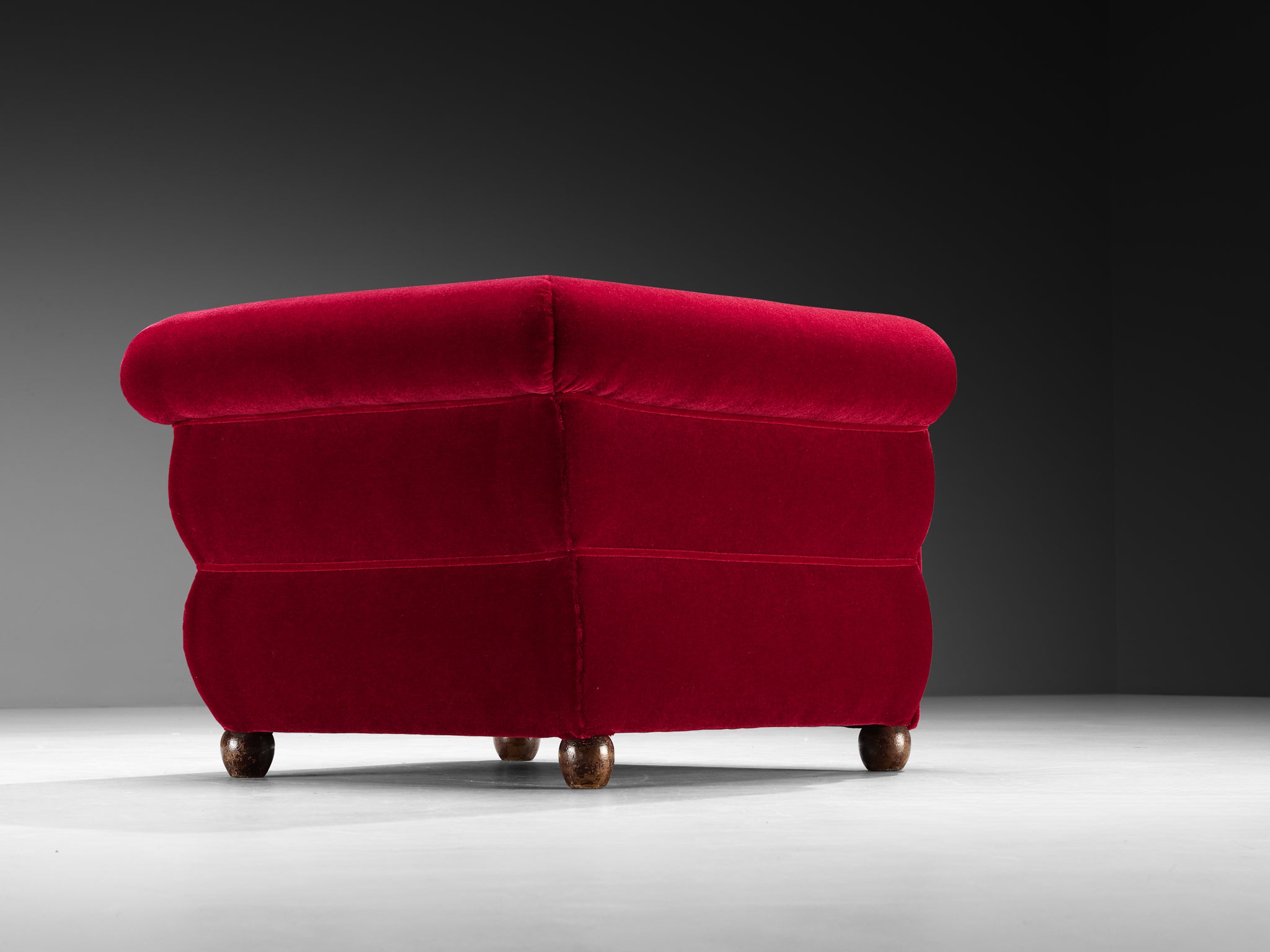 1930s Italian Art Deco Pair of Lounge Chairs in Pierre Frey Mohair Seating Morentz