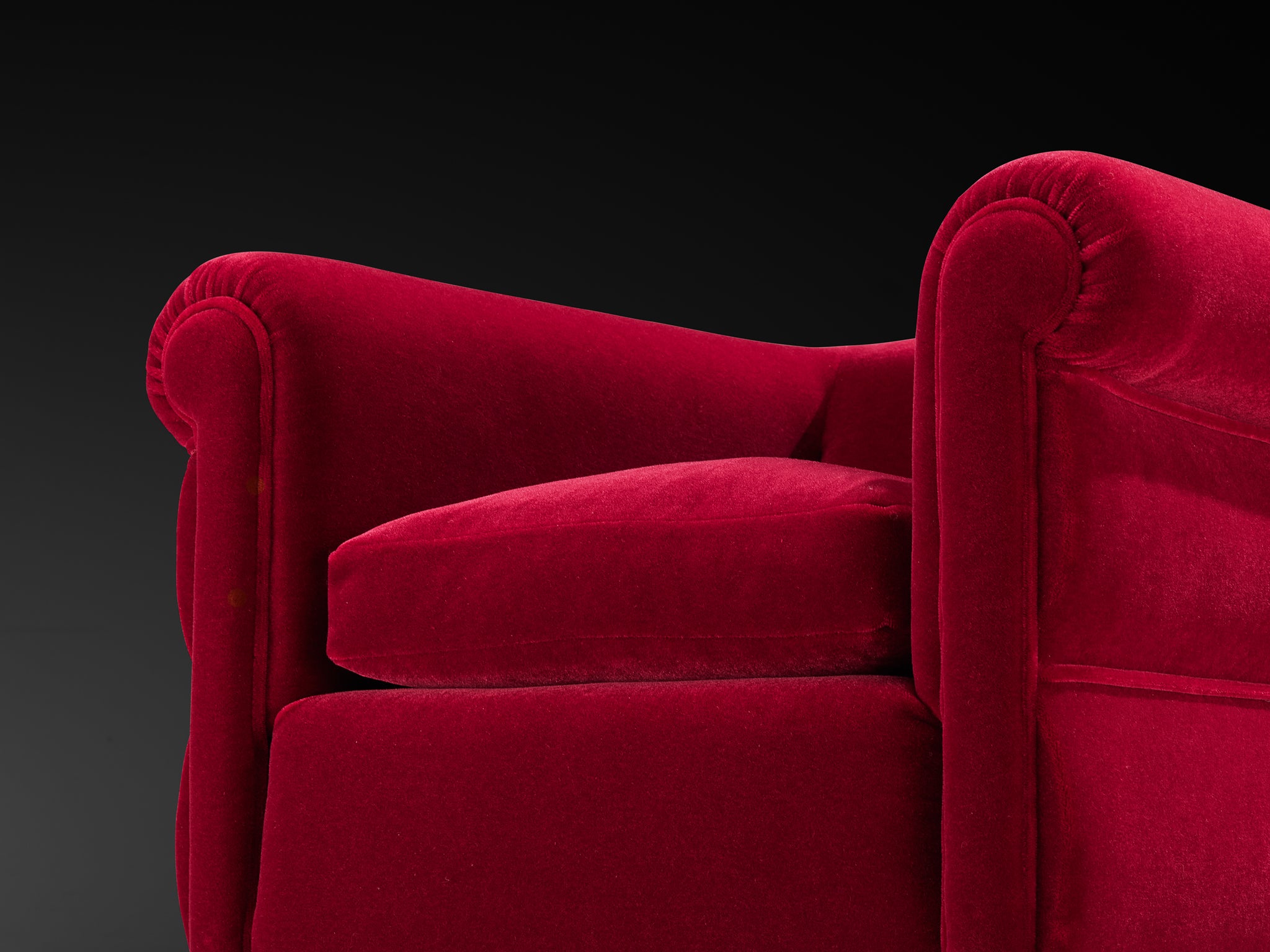 1930s Italian Art Deco Pair of Lounge Chairs in Pierre Frey Mohair Seating Morentz