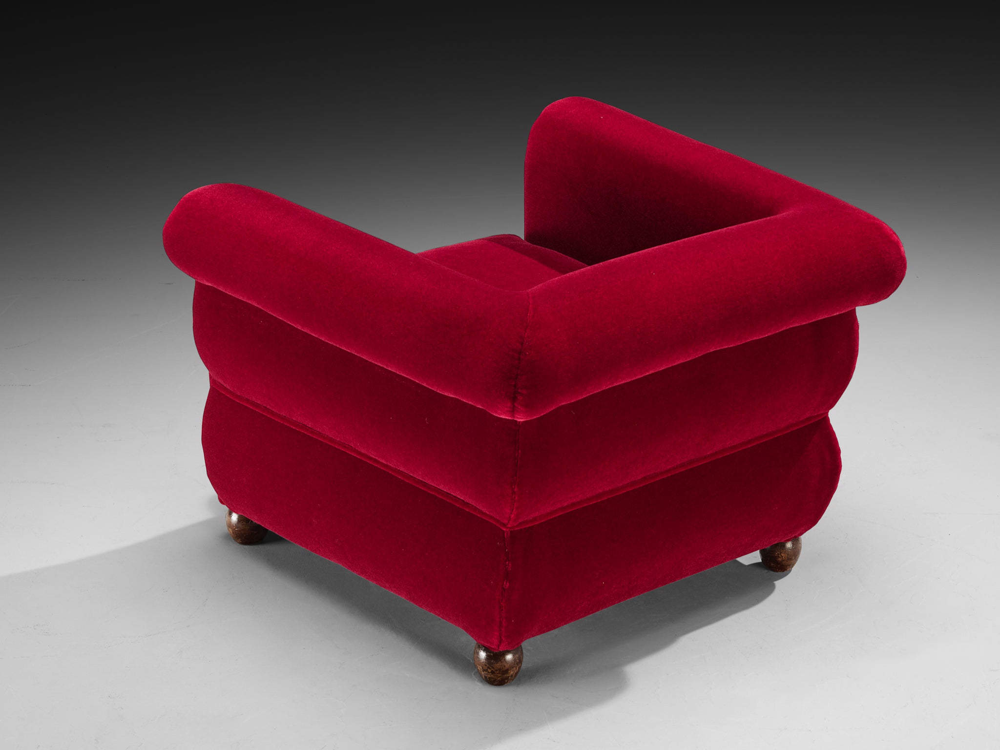 1930s Italian Art Deco Pair of Lounge Chairs in Pierre Frey Mohair Seating Morentz