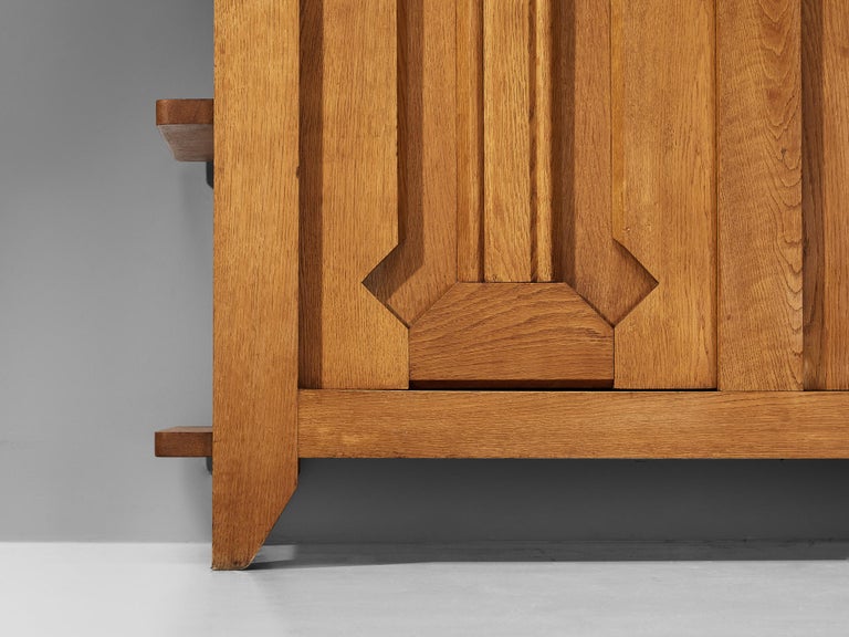 Guillerme & Chambron Highboard with Graphical Doors in Oak