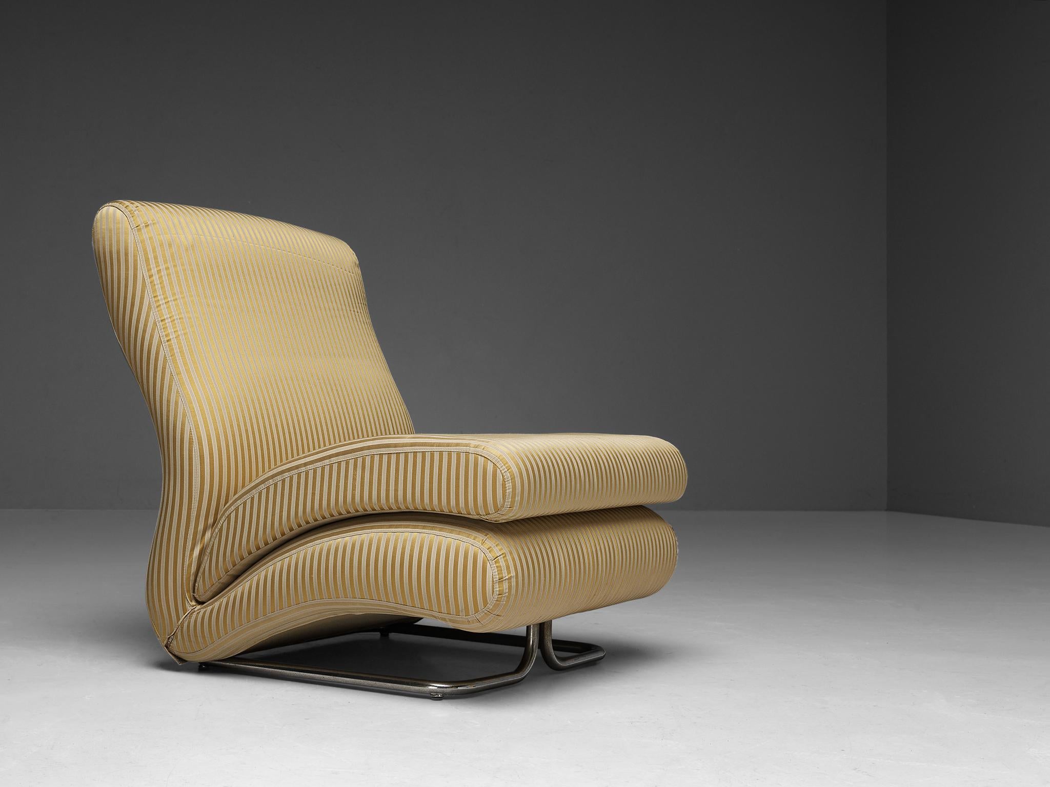 Vittorio Varo for I.P.E. 'Cigno' Lounge Chair in Striped Upholstery seating Morentz