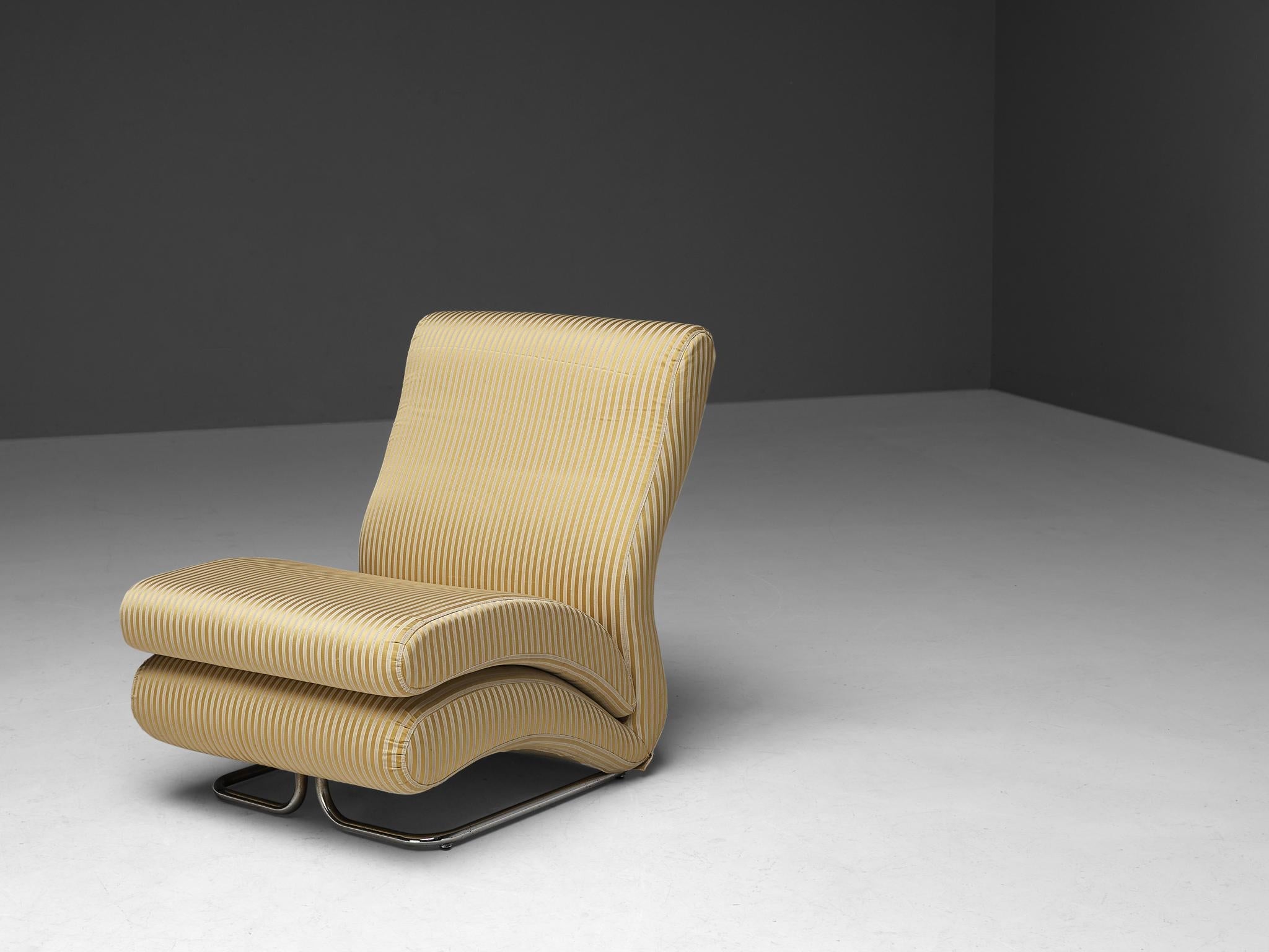 Vittorio Varo for I.P.E. 'Cigno' Lounge Chair in Striped Upholstery seating Morentz