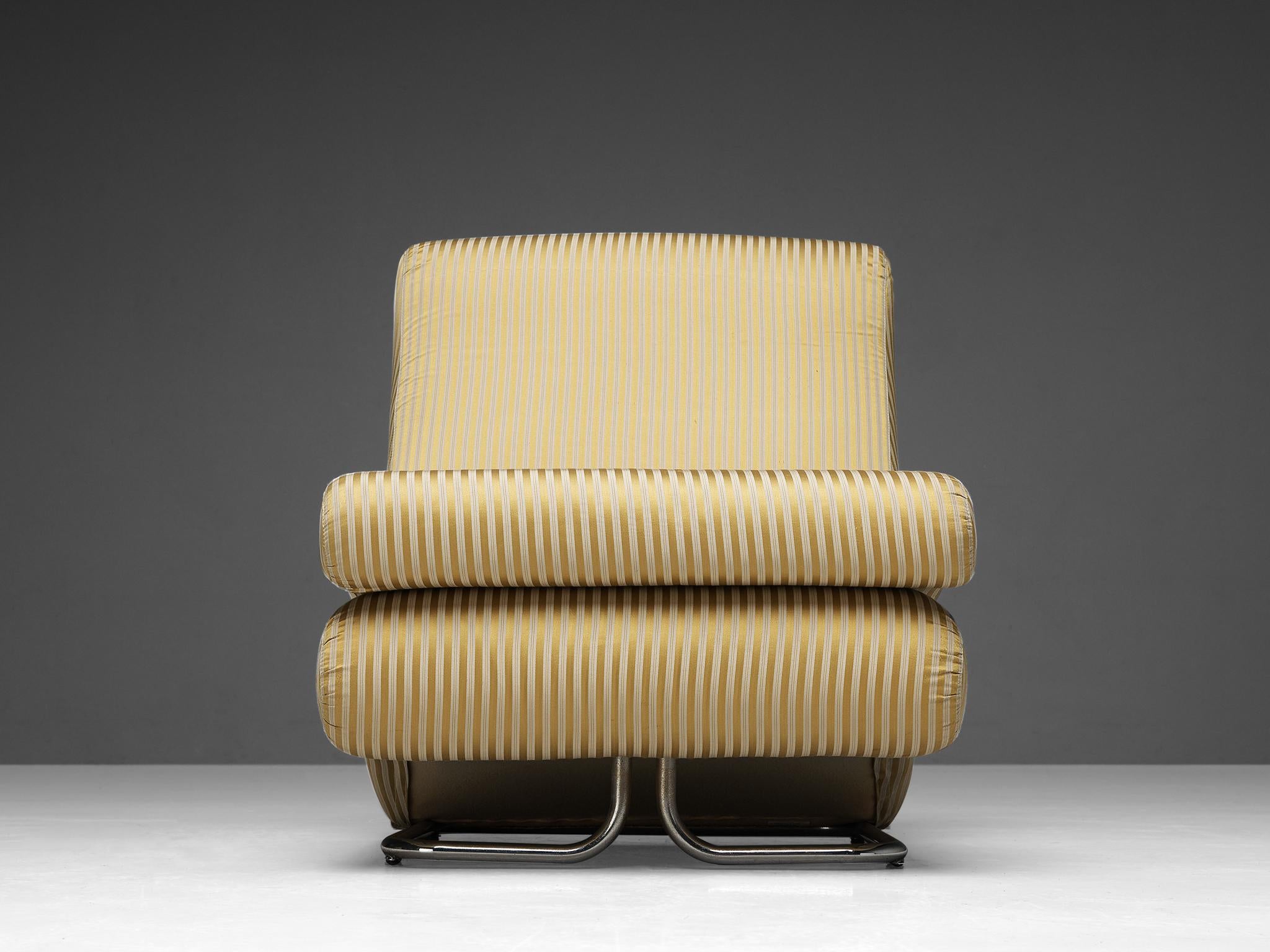 Vittorio Varo for I.P.E. 'Cigno' Lounge Chair in Striped Upholstery seating Morentz