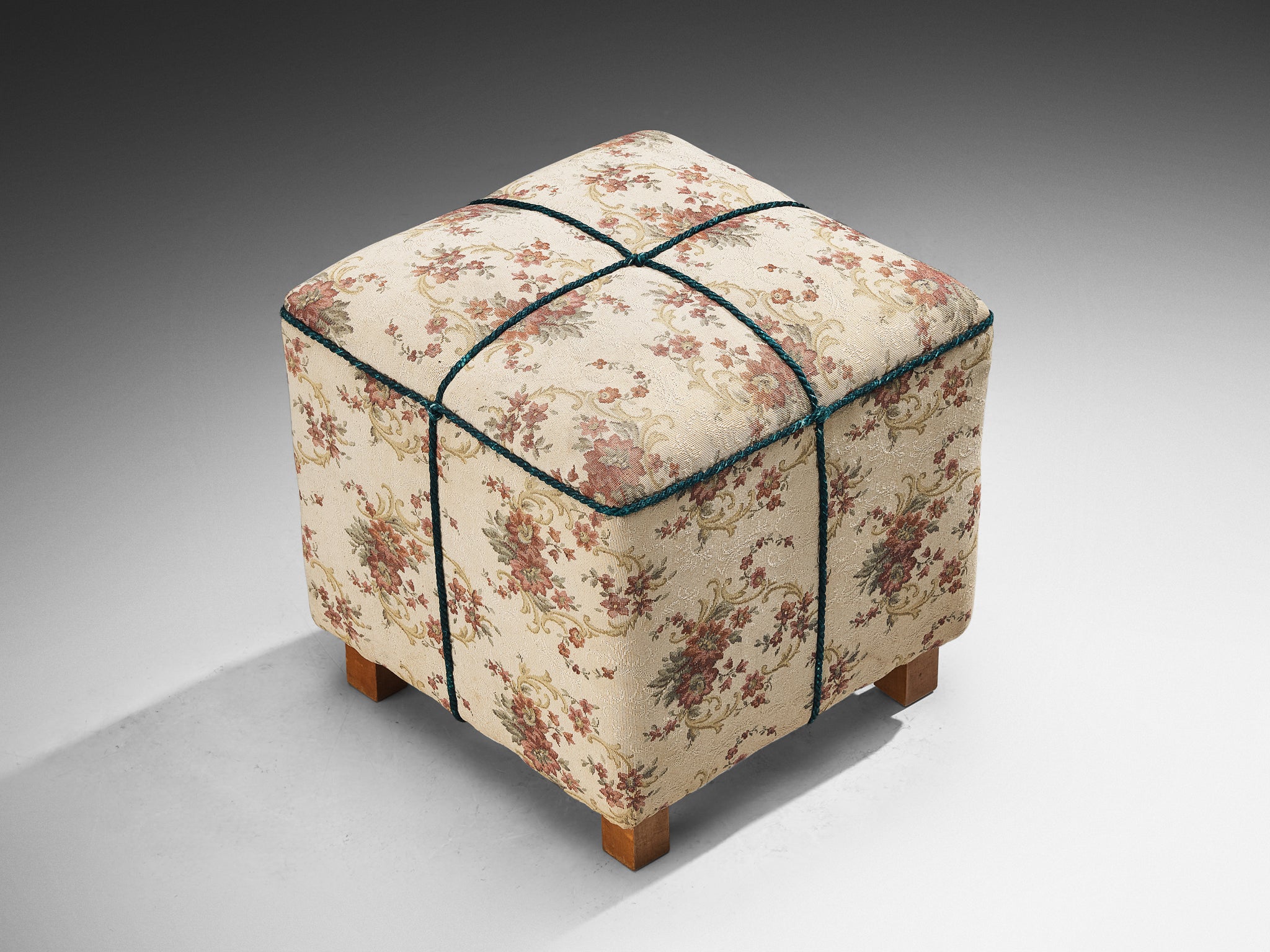 Jindrich Halabala Stool in Decorative Upholstery Seating Morentz