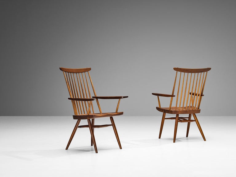 George Nakashima 'New' Armchairs in Walnut and Hickory