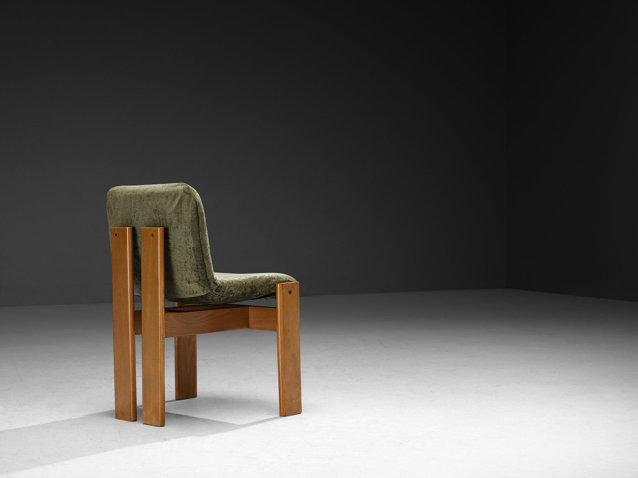 Set of Six Italian Dining Chairs in Olive Green Upholstery seating Morentz