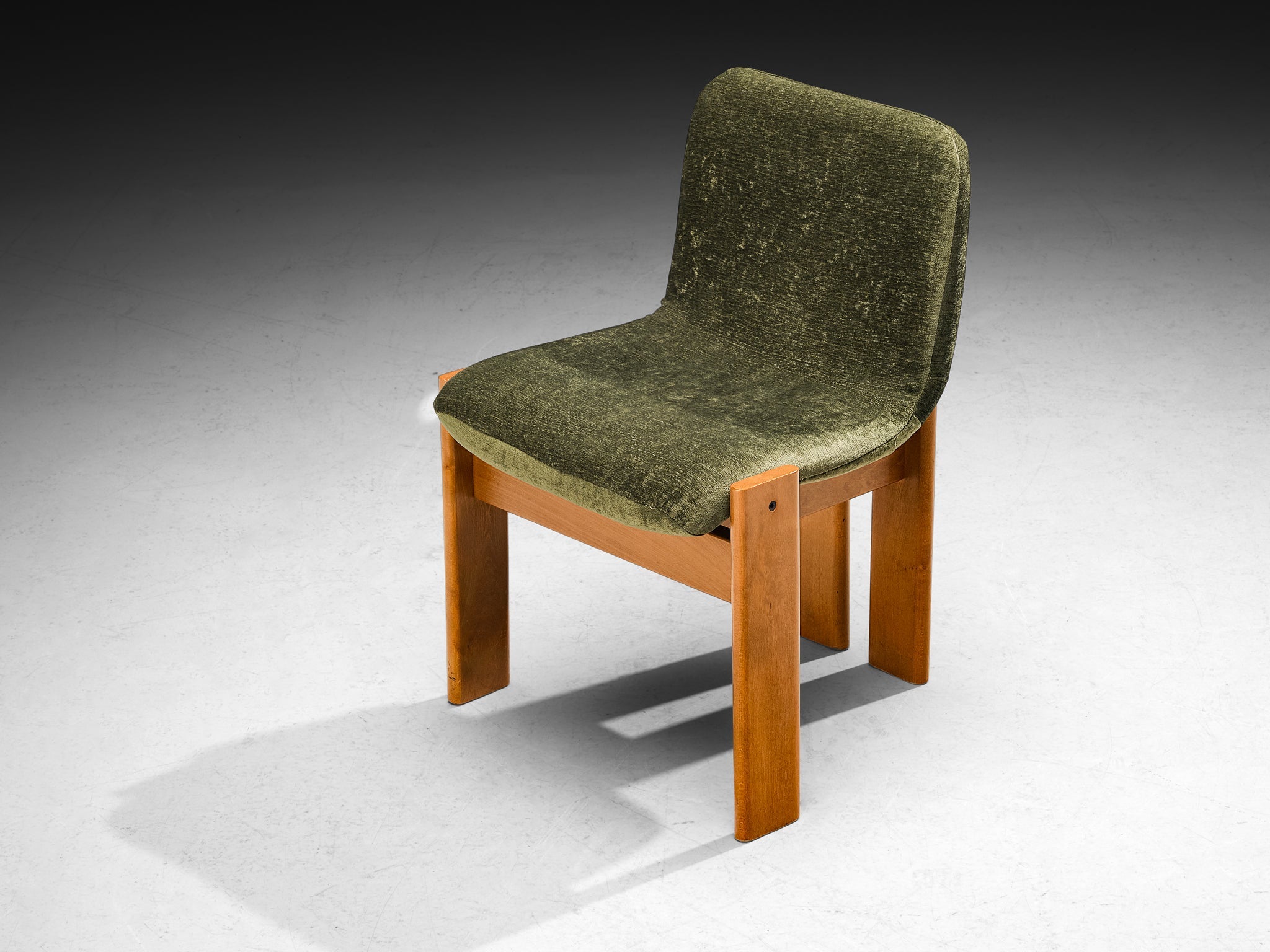 Set of Six Italian Dining Chairs in Olive Green Upholstery seating Morentz