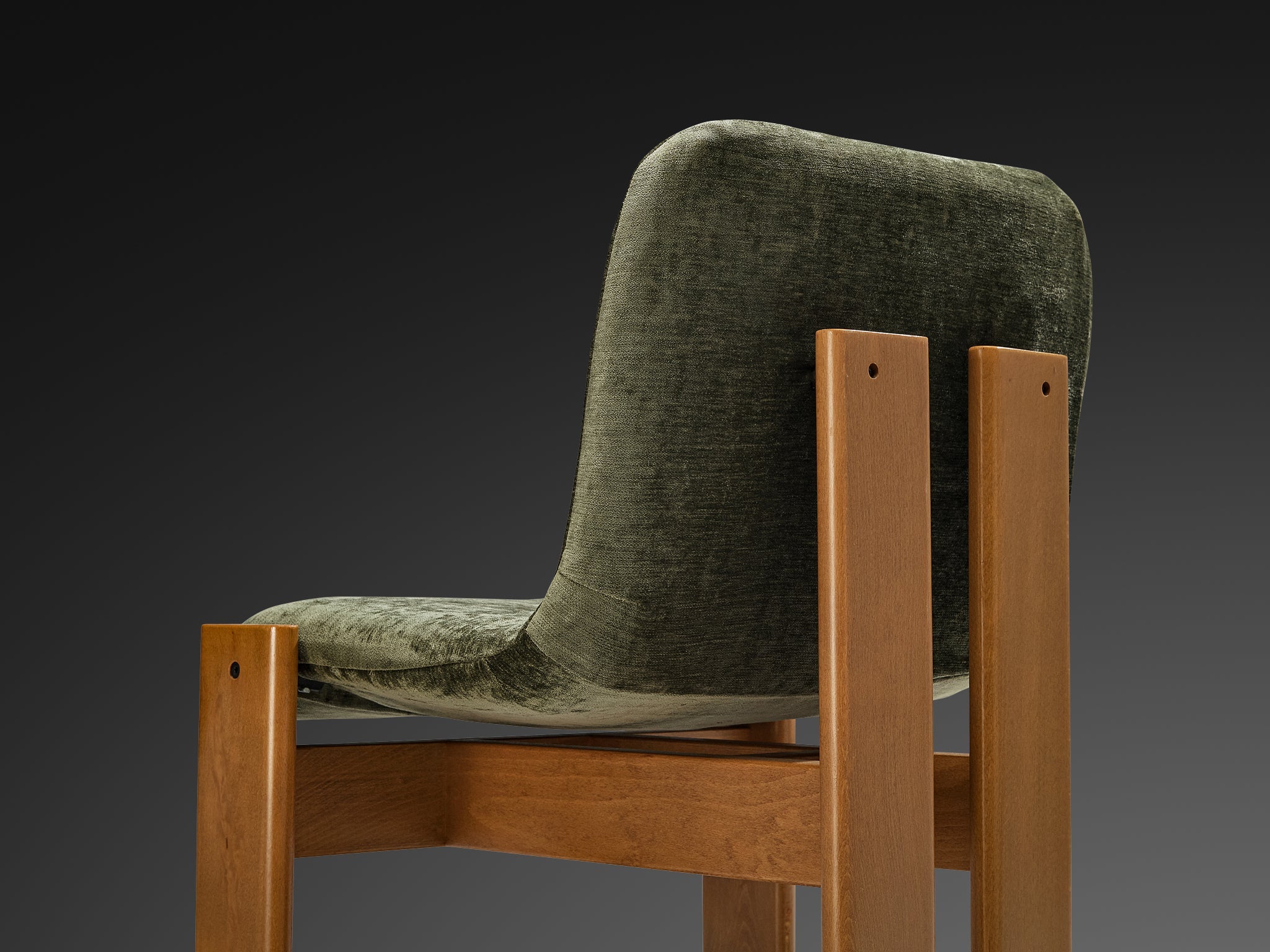 Set of Six Italian Dining Chairs in Olive Green Upholstery seating Morentz