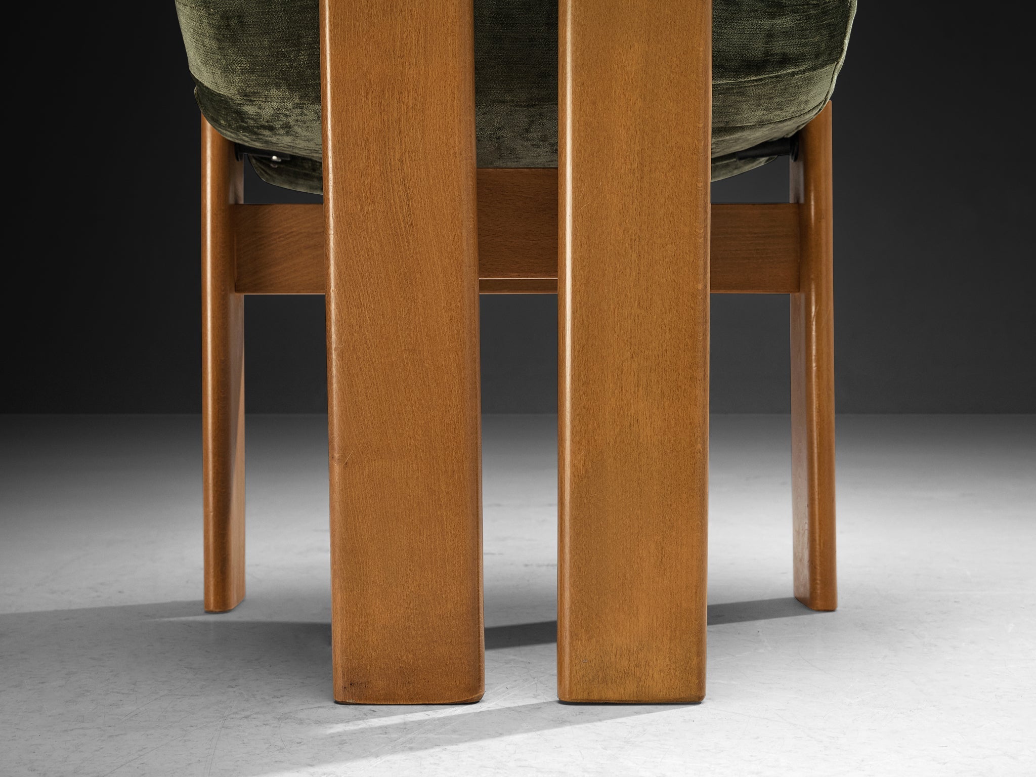 Set of Six Italian Dining Chairs in Olive Green Upholstery seating Morentz