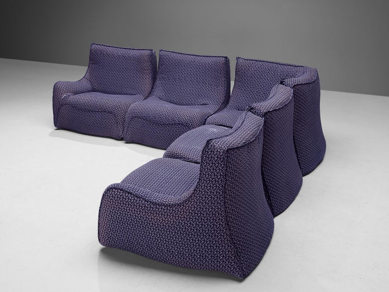 Rare Bernard Govin for Ligne Roset Sectional Sofa in Purple Upholstery