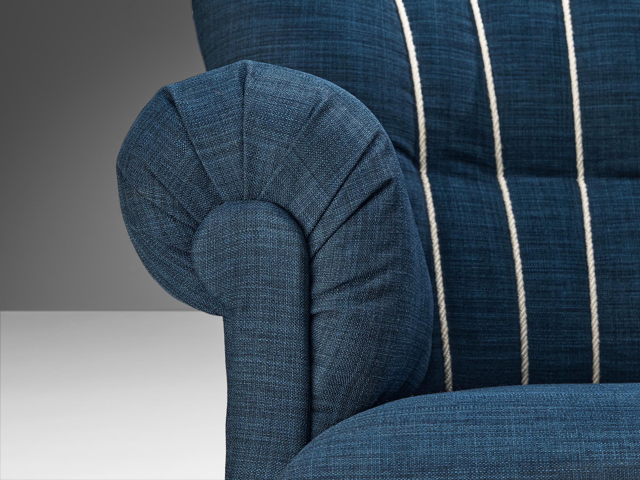 Art Deco Lounge Chair in Blue Upholstery seating Morentz