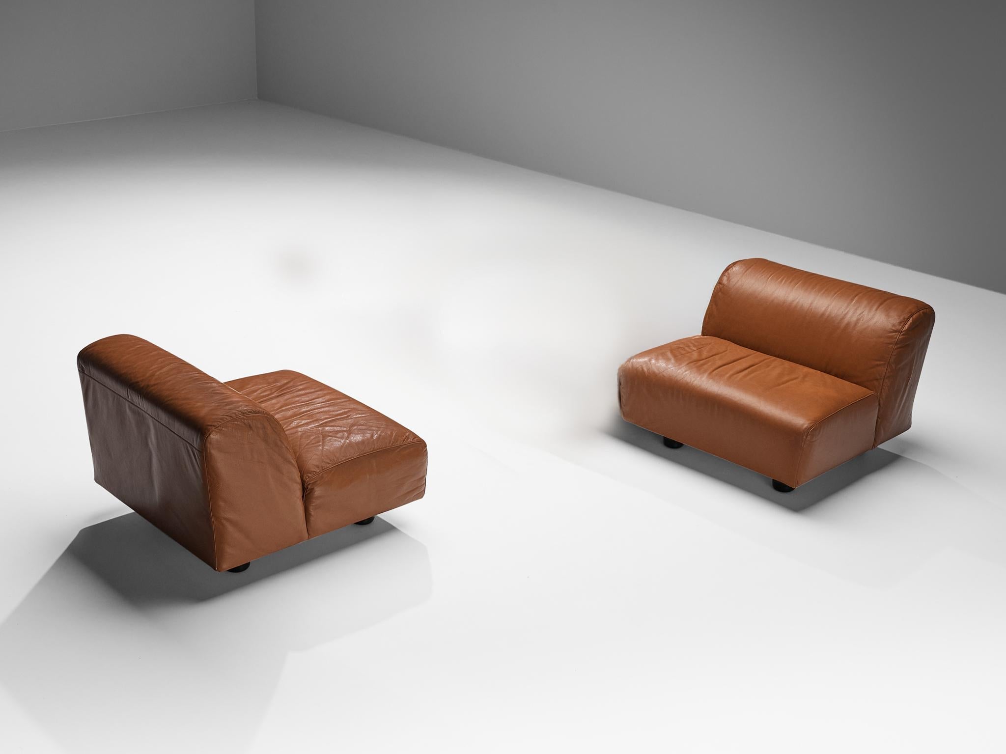 Vico Magistretti for Cassina 'Fiandra' Modular Sofa in Brown Leather