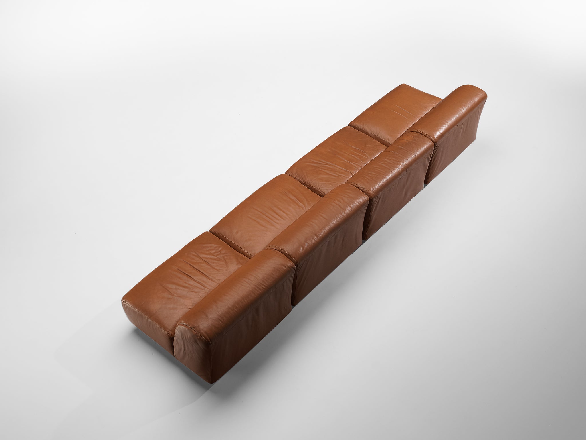 Vico Magistretti for Cassina 'Fiandra' Modular Sofa in Brown Leather Seating Morentz