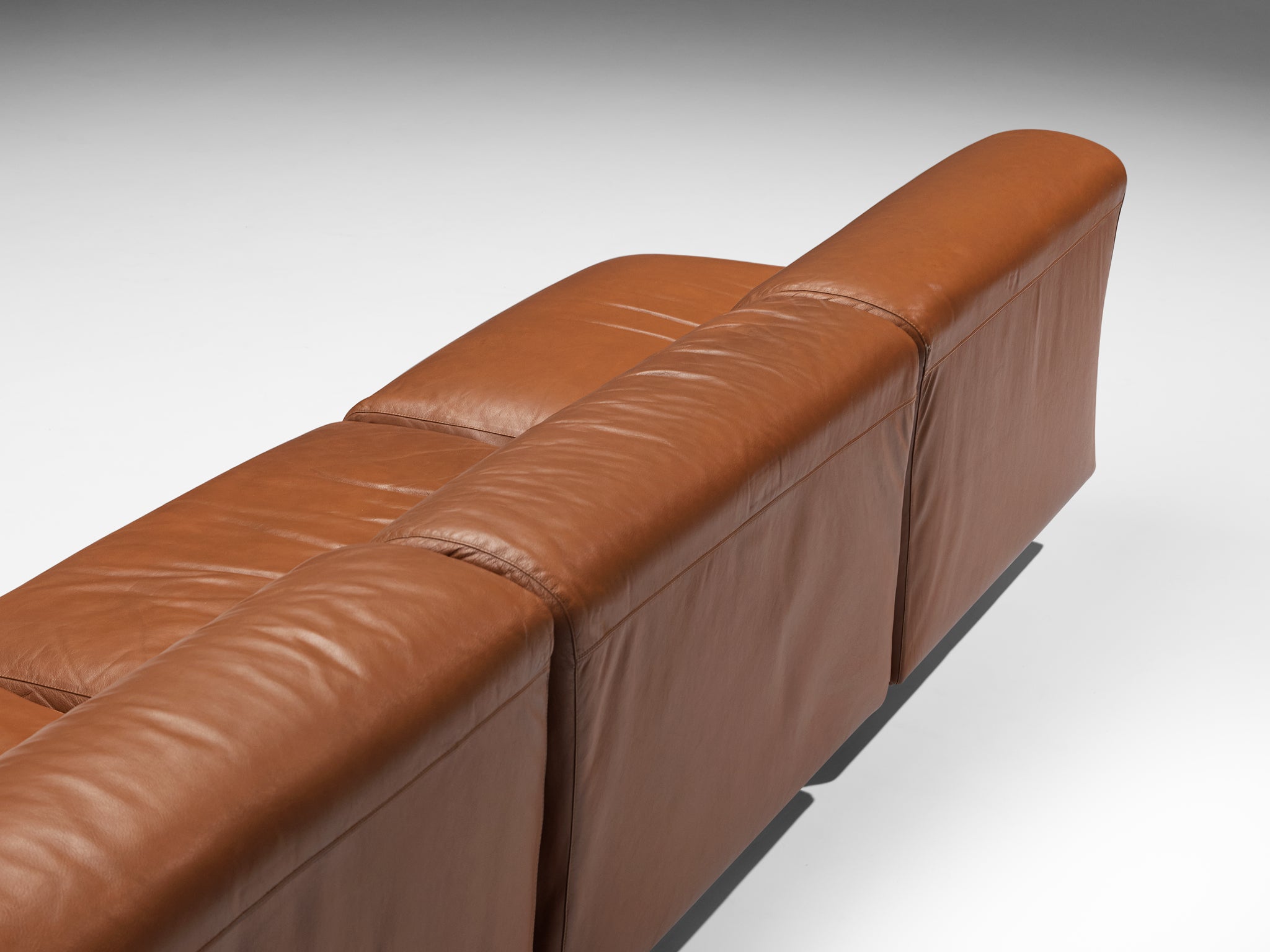 Vico Magistretti for Cassina 'Fiandra' Modular Sofa in Brown Leather Seating Morentz