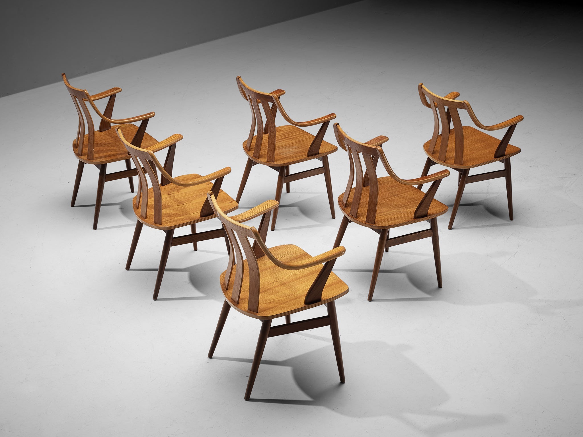 Dutch Set of Six Armchairs in Plywood seating Morentz