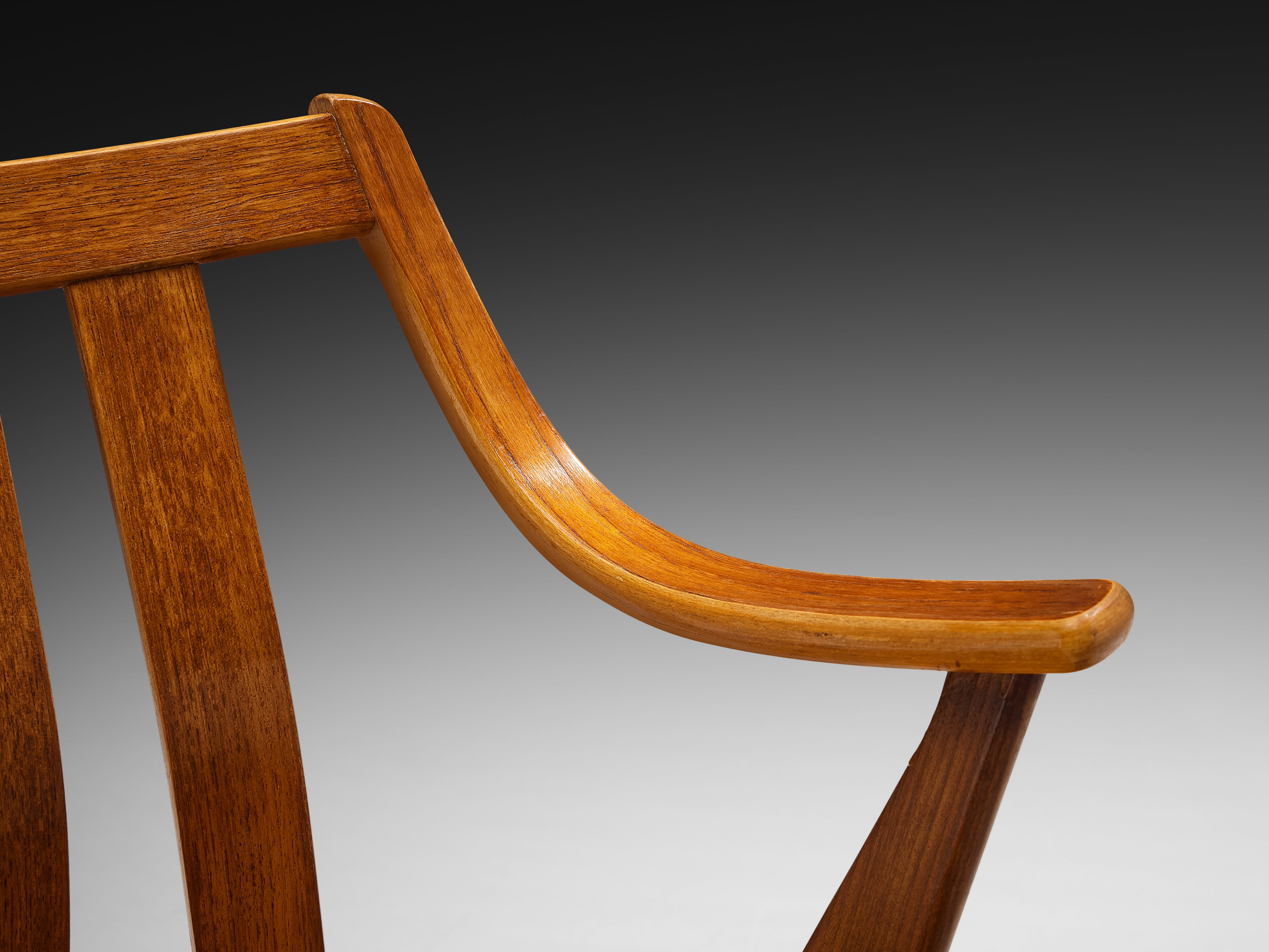 Dutch Set of Six Organically Curved Dining Chairs in Teak Seating Morentz