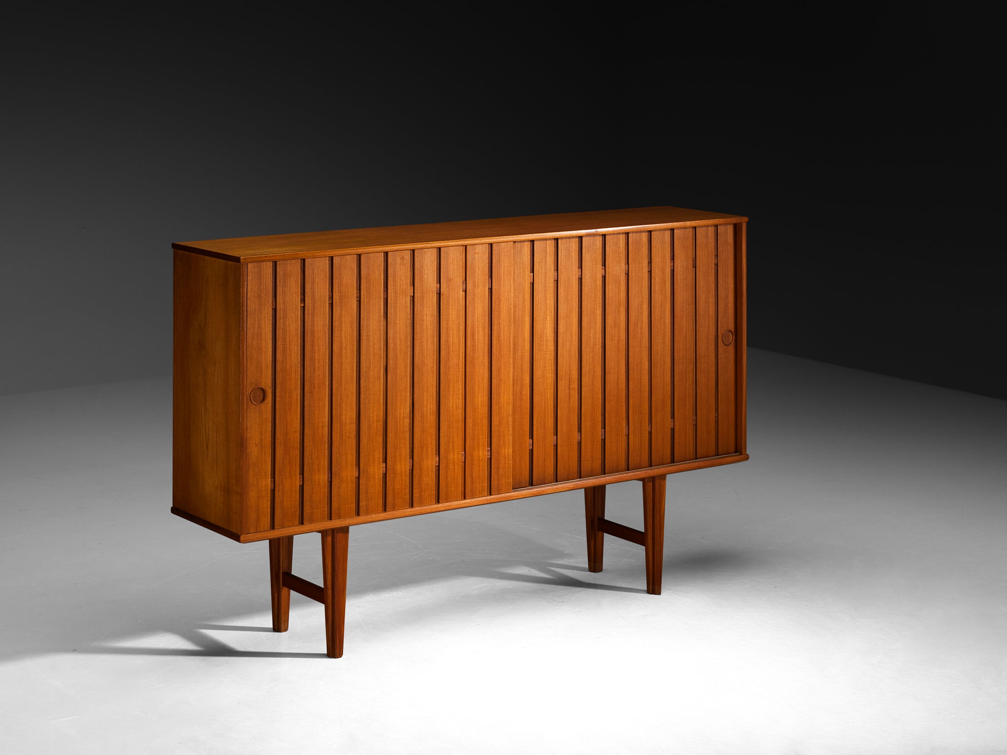 Scandinavian Sideboard With Slatted Doors in Teak Case pieces and storage cabinets Morentz