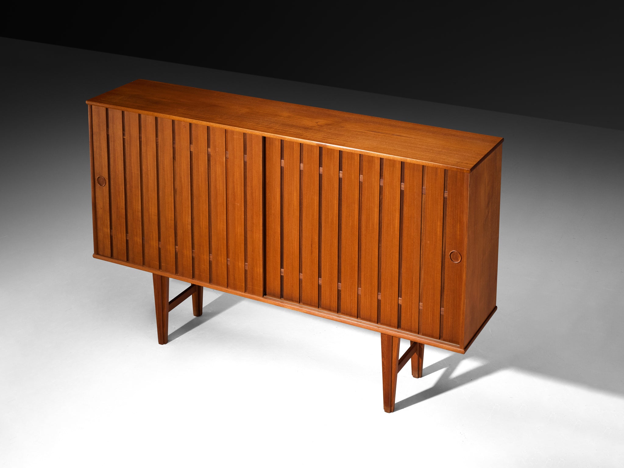 Scandinavian Sideboard With Slatted Doors in Teak Case pieces and storage cabinets Morentz