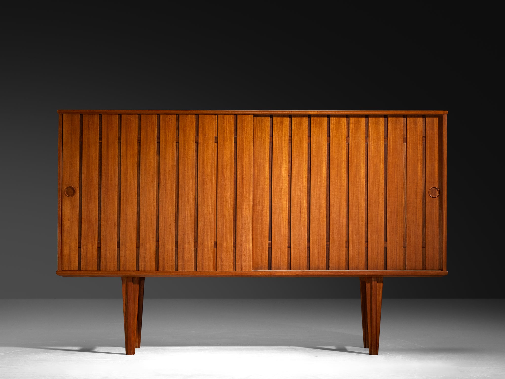 Scandinavian Sideboard With Slatted Doors in Teak Case pieces and storage cabinets Morentz