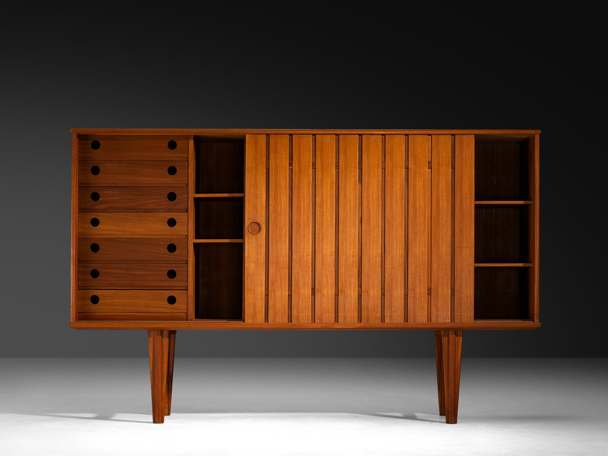 Scandinavian Sideboard With Slatted Doors in Teak Case pieces and storage cabinets Morentz
