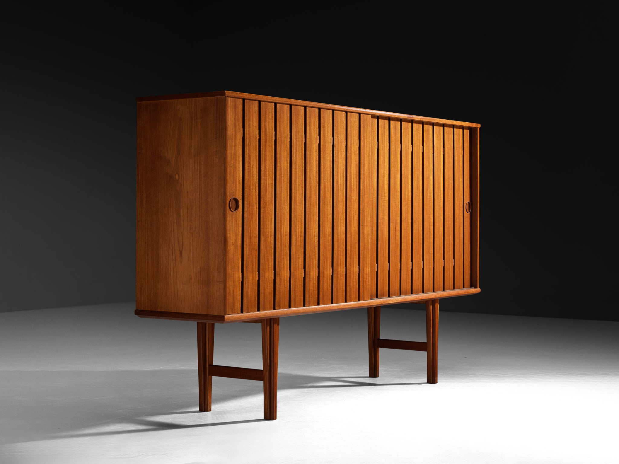 Scandinavian Sideboard With Slatted Doors in Teak Case pieces and storage cabinets Morentz