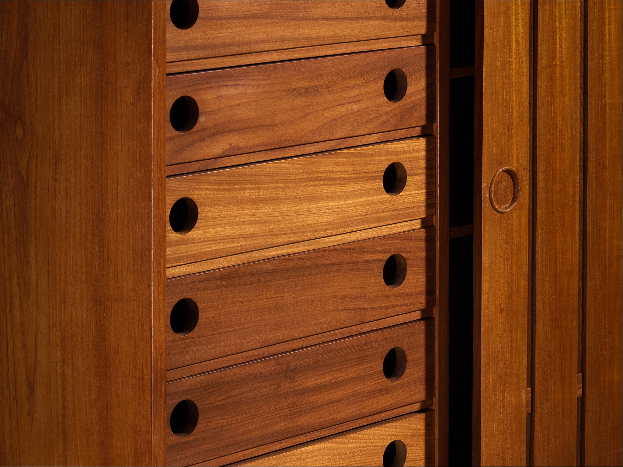 Scandinavian Sideboard With Slatted Doors in Teak Case pieces and storage cabinets Morentz