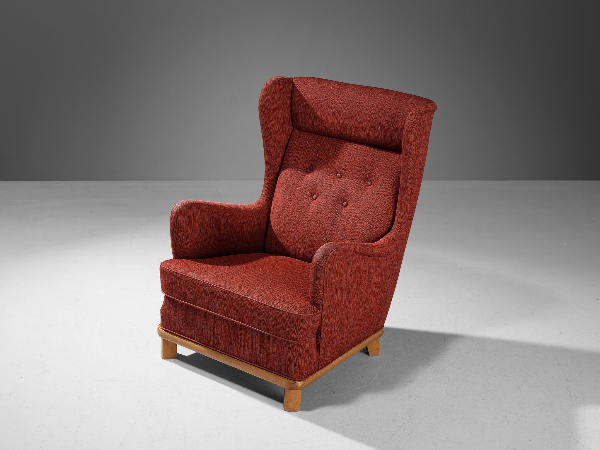 Danish Wingback Chair in Red Upholstery seating Morentz