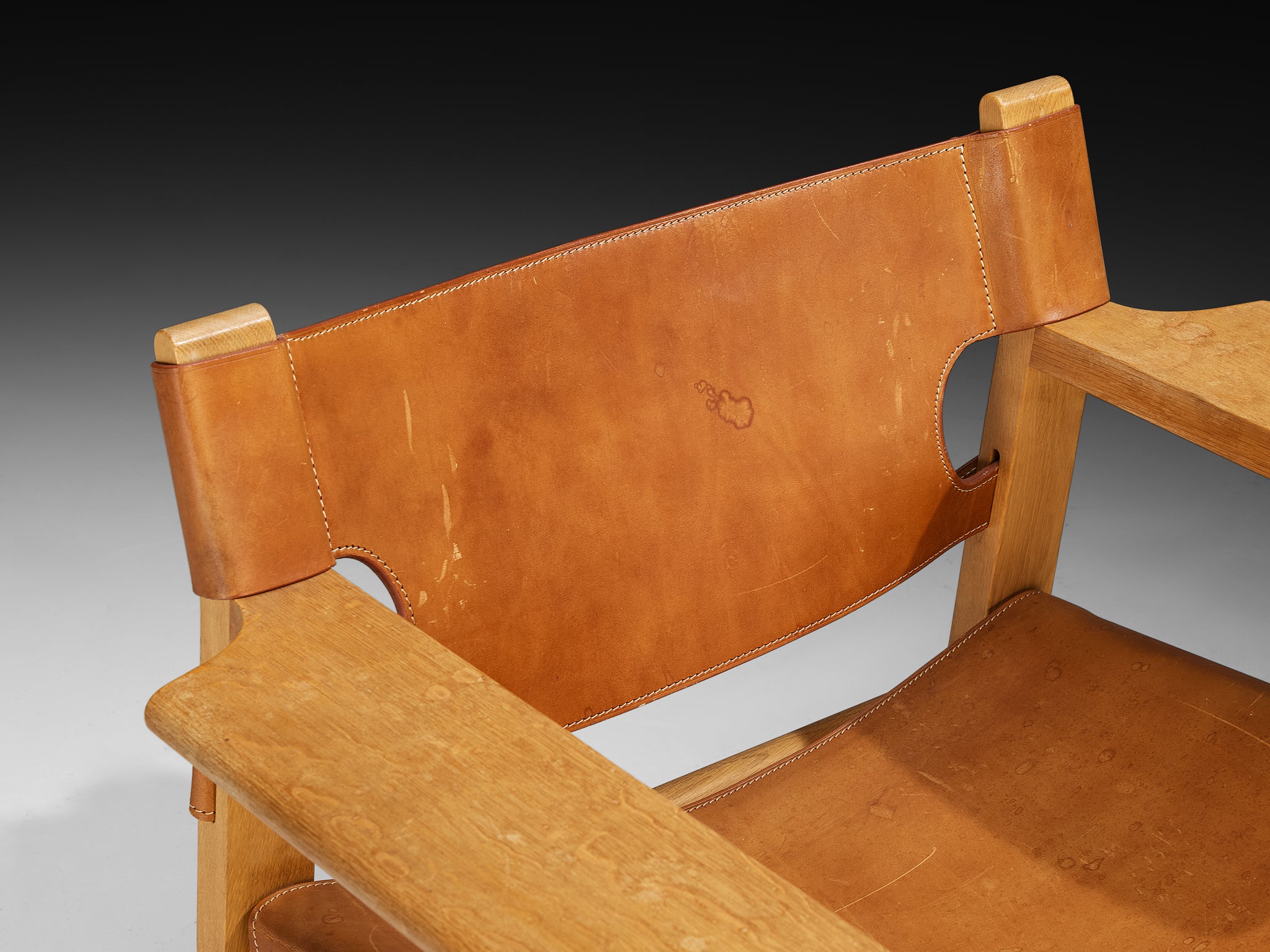 Børge Mogensen 'Spanish Chair' in Oak and Cognac Leather Seating Morentz