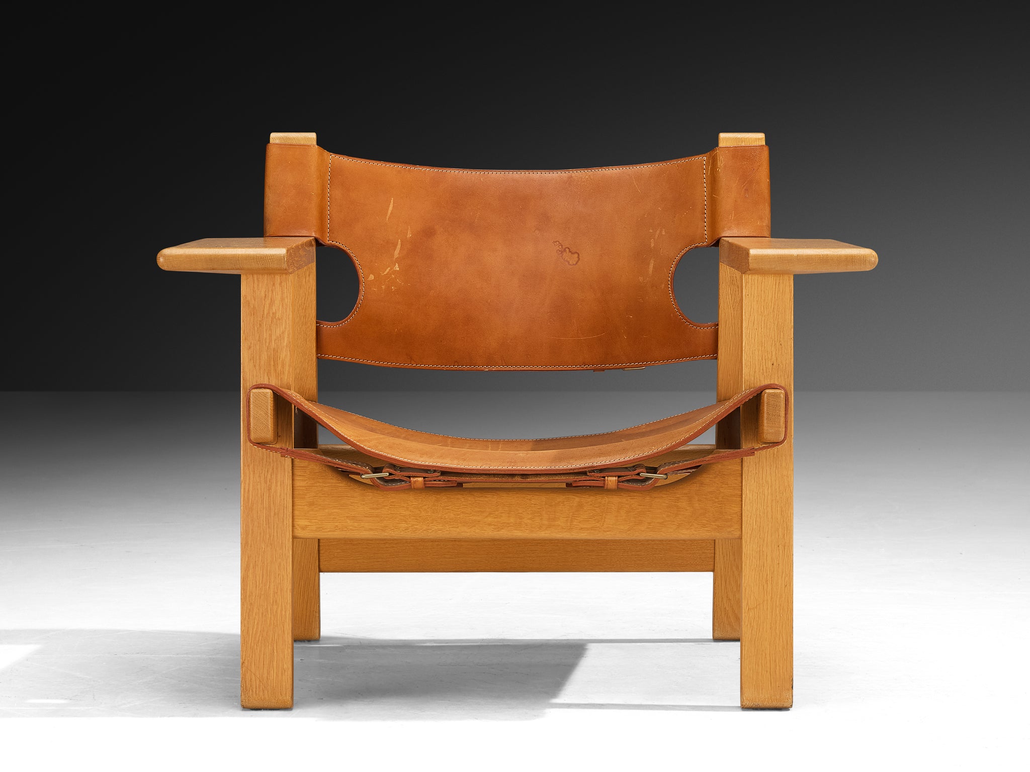Børge Mogensen 'Spanish Chair' in Oak and Cognac Leather Seating Morentz
