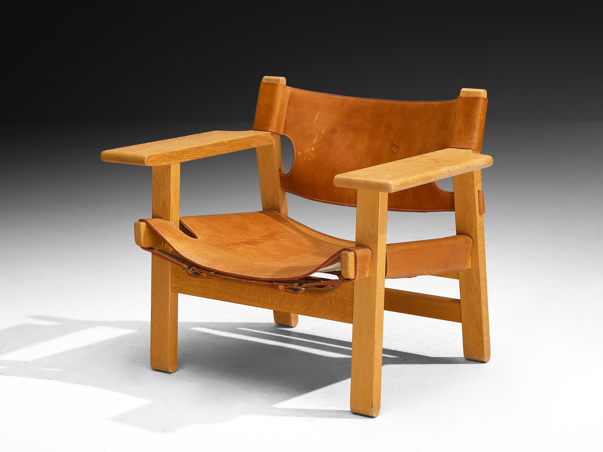 Børge Mogensen 'Spanish Chair' in Oak and Cognac Leather Seating Morentz