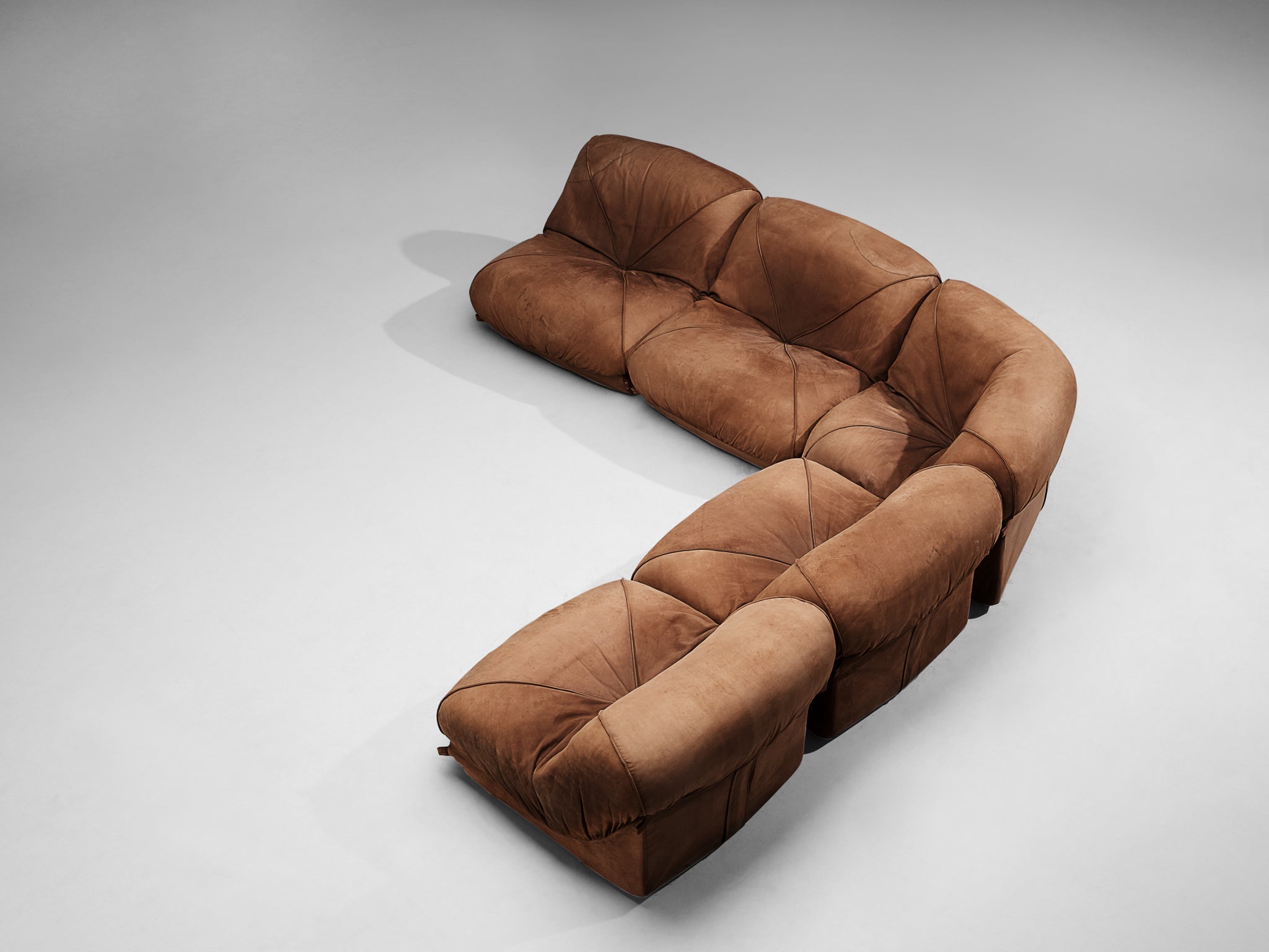 Airborne Sectional Sofa 'Patate' in Brown Suede seating Morentz