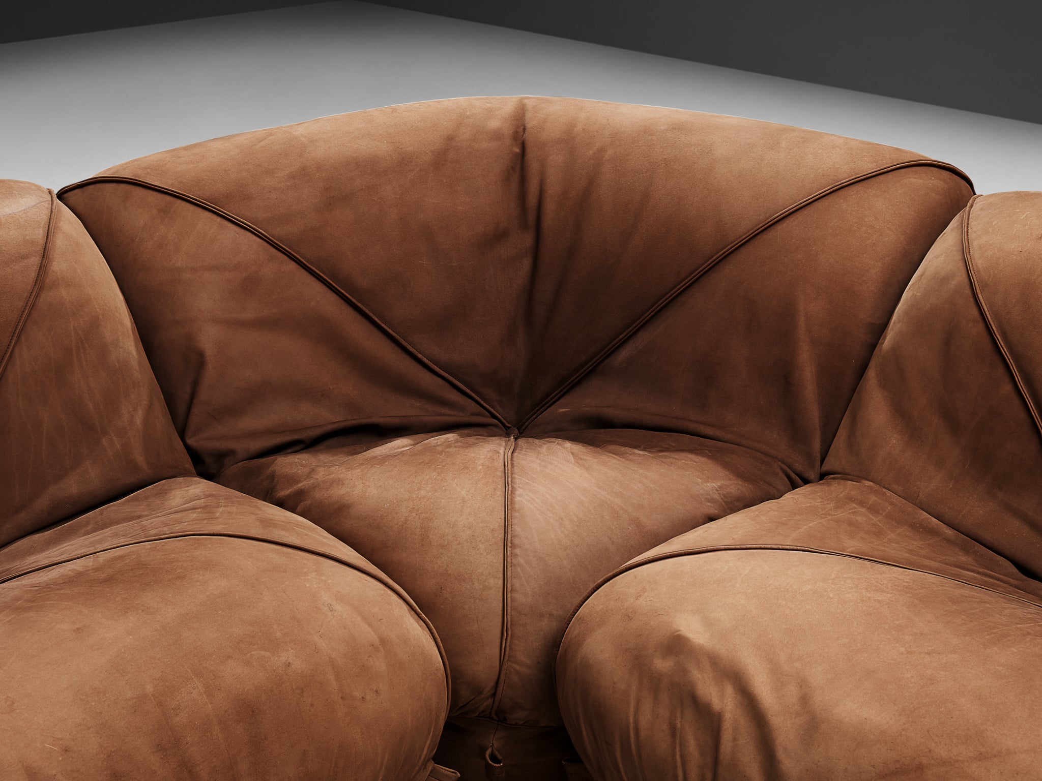 Airborne Sectional Sofa 'Patate' in Brown Suede seating Morentz