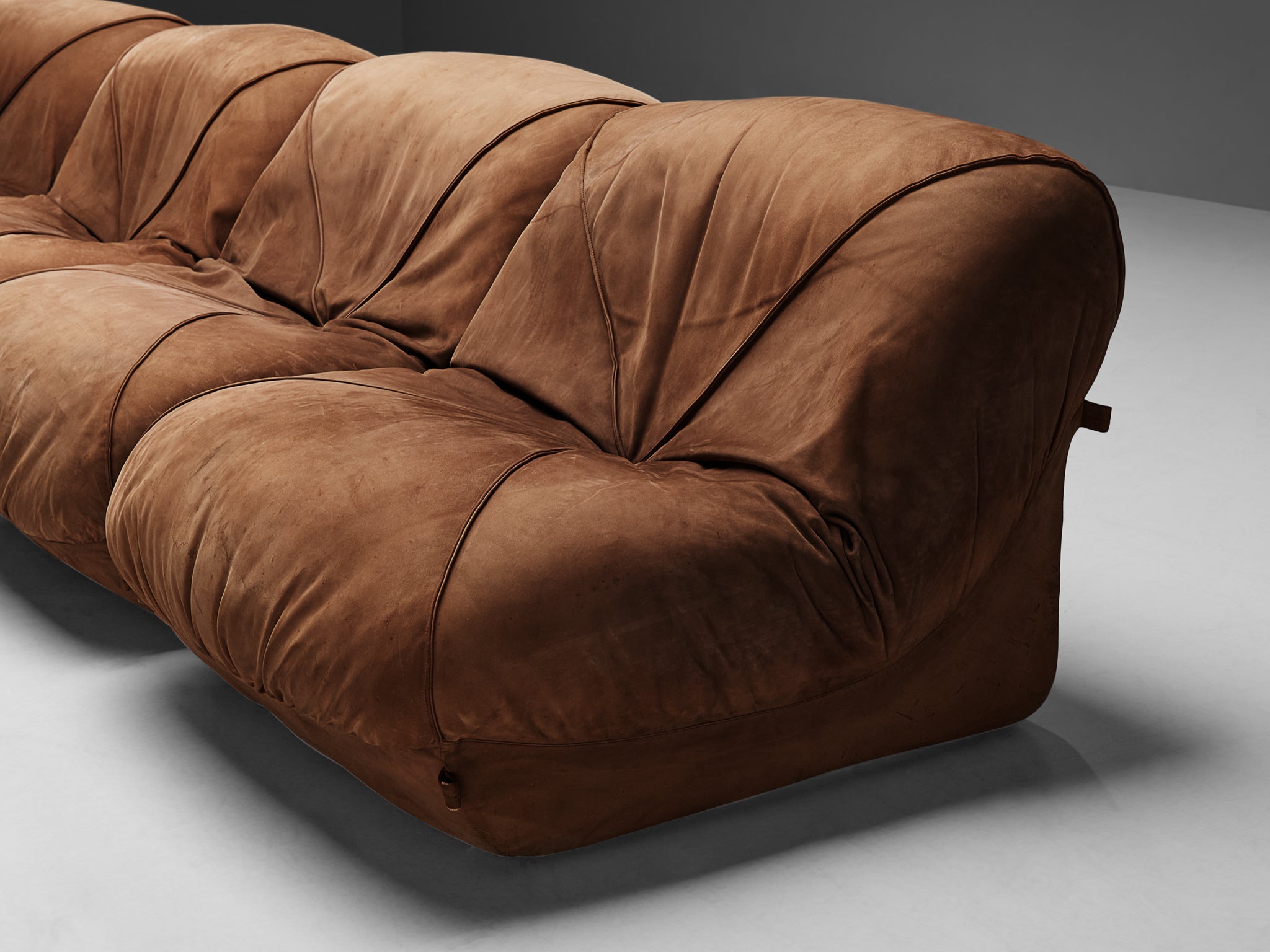Airborne Sectional Sofa 'Patate' in Brown Suede seating Morentz