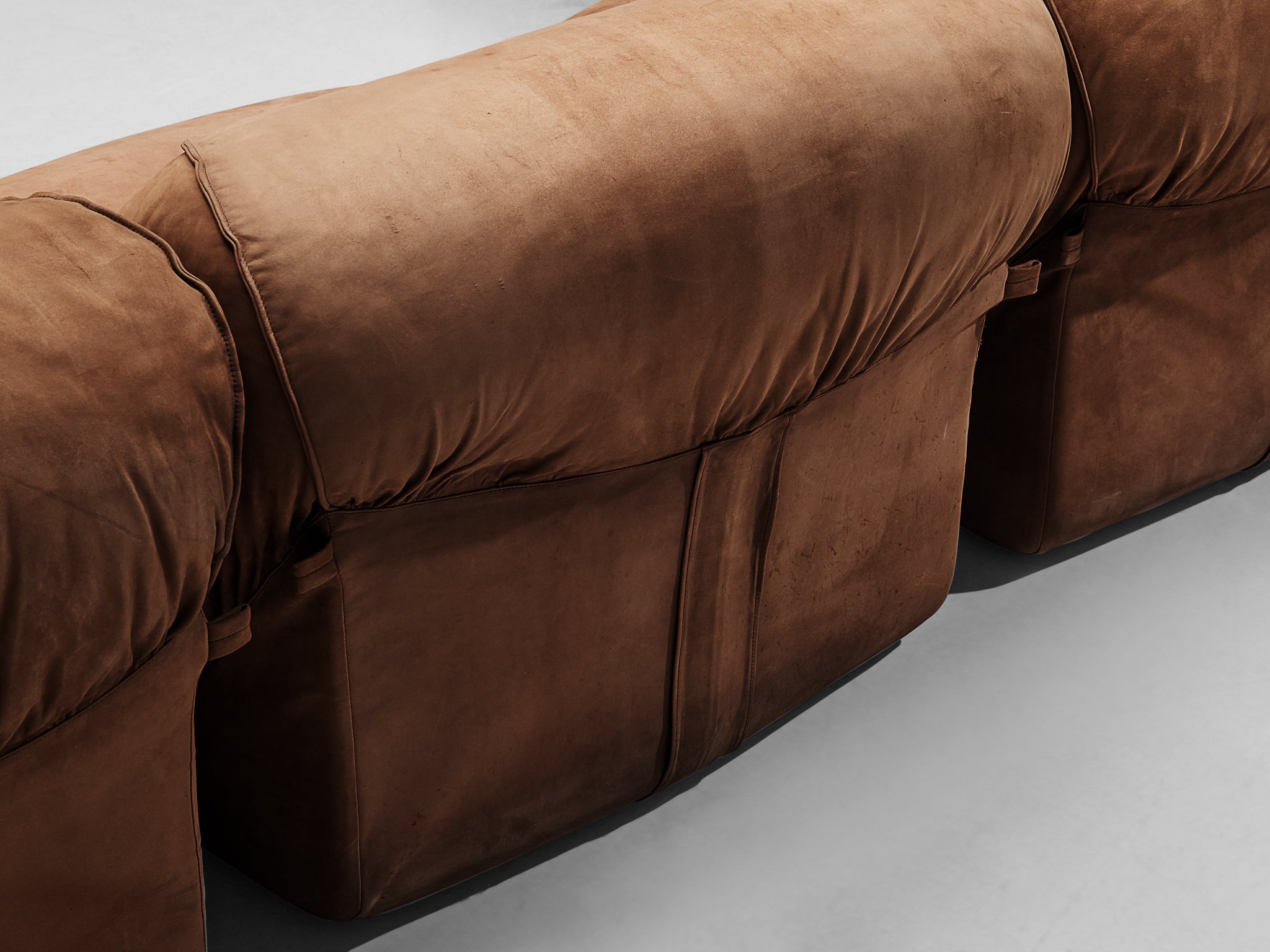 Airborne Sectional Sofa 'Patate' in Brown Suede seating Morentz