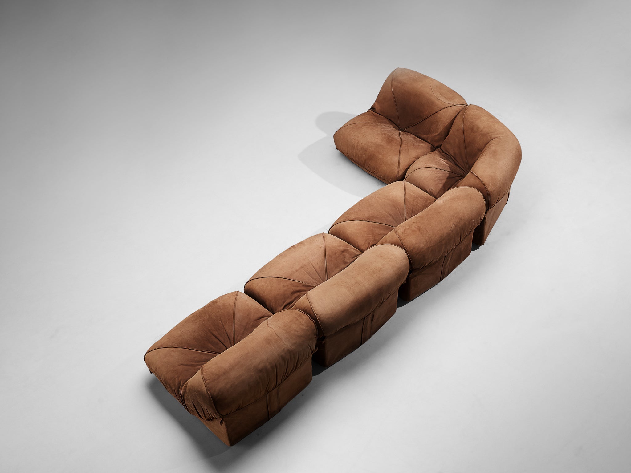 Airborne Sectional Sofa 'Patate' in Brown Suede seating Morentz