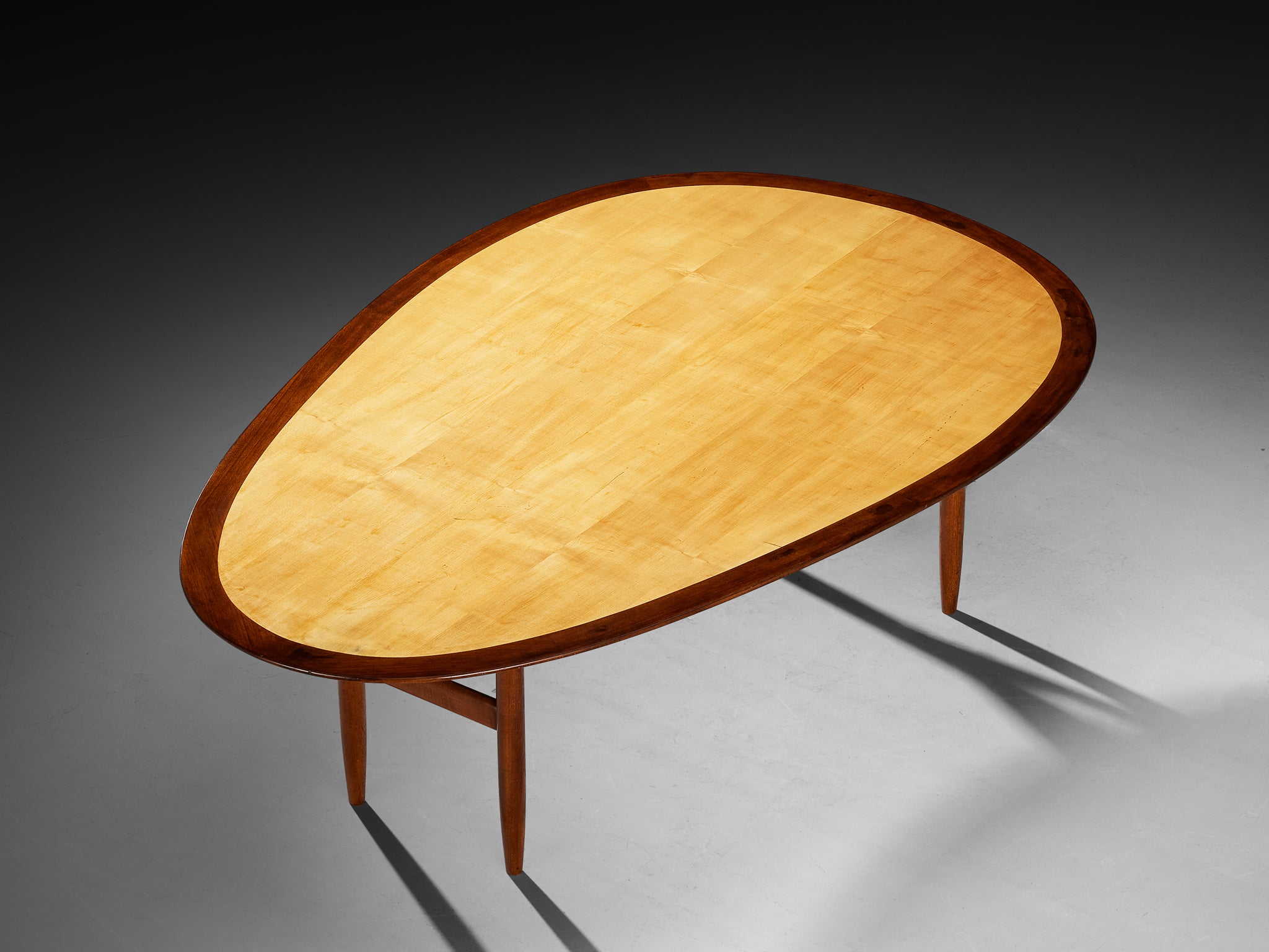 Grand Ovoid Shaped Dining Table by Danish Cabinetmaker in Teak and Maple Tables Morentz