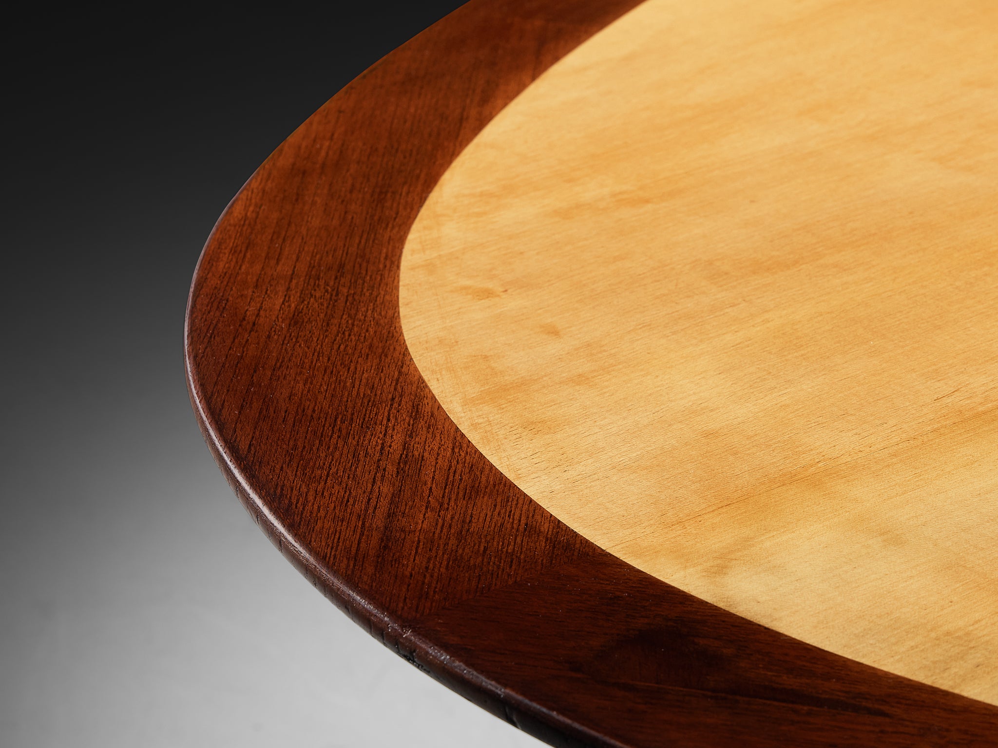 Grand Ovoid Shaped Dining Table by Danish Cabinetmaker in Teak and Maple Tables Morentz