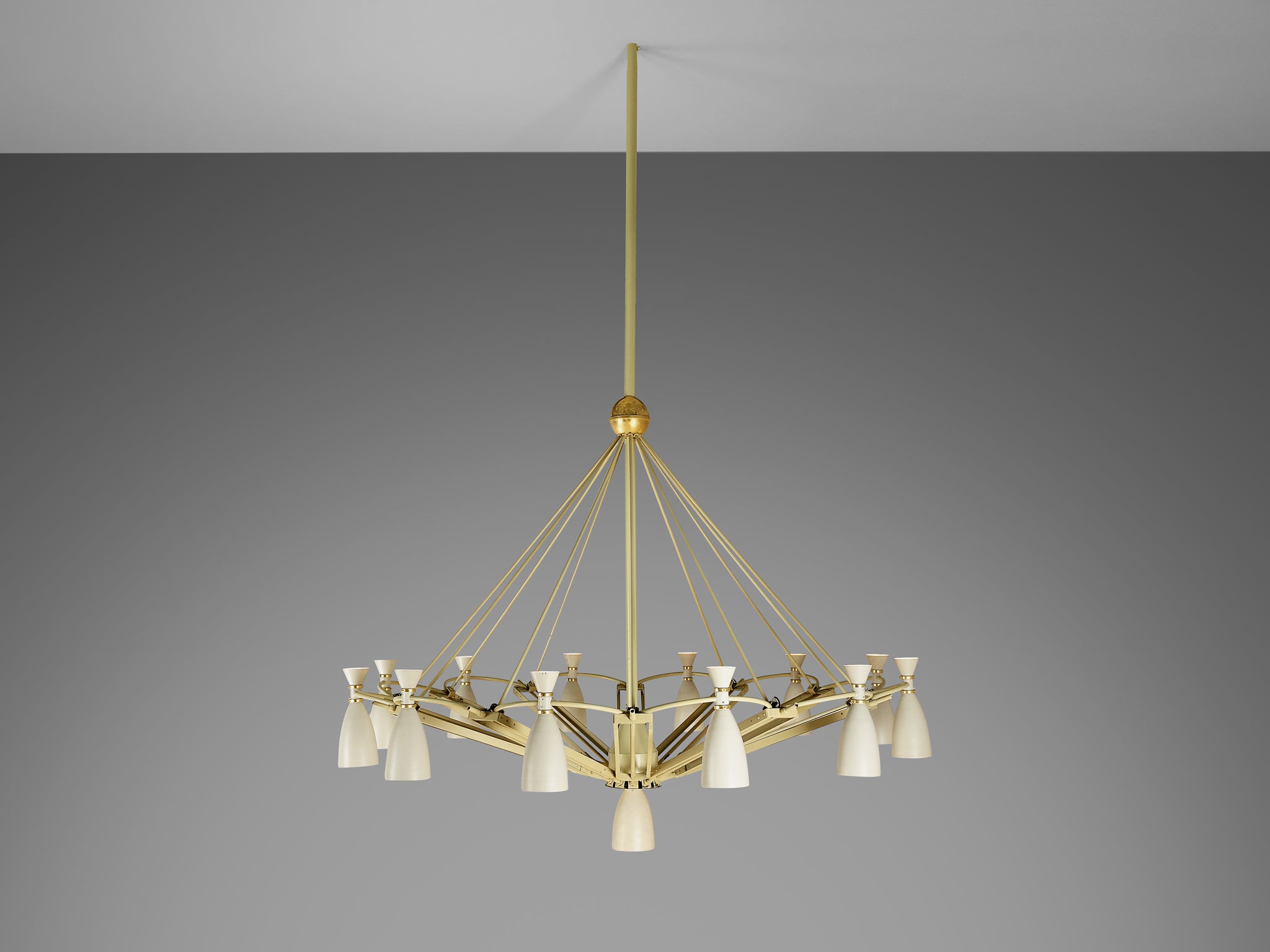 Mid-Century Monumental Chandelier in Lacquered Metal 300 cm/118 in. Lighting Morentz