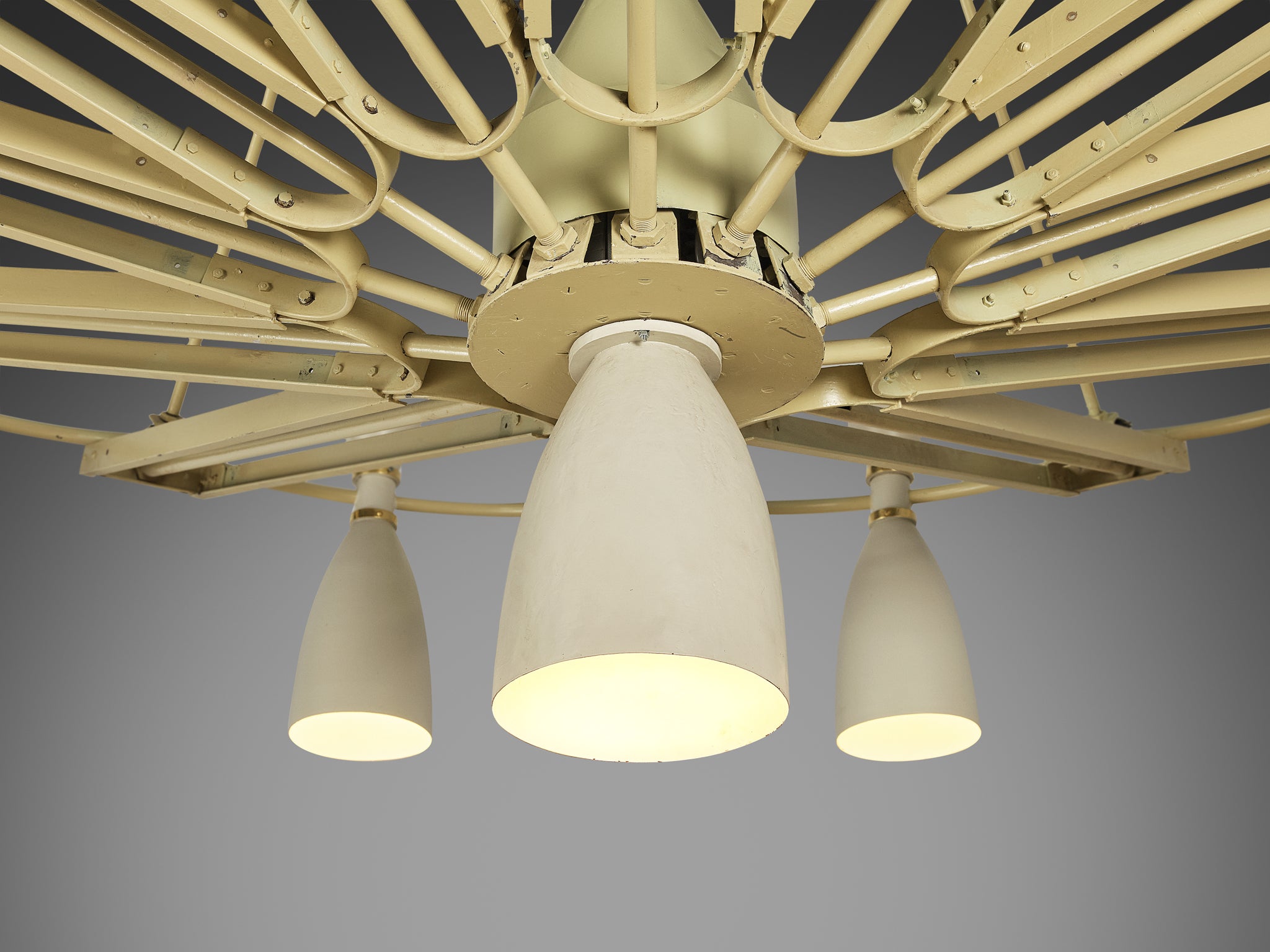 Mid-Century Monumental Chandelier in Lacquered Metal 300 cm/118 in. Lighting Morentz